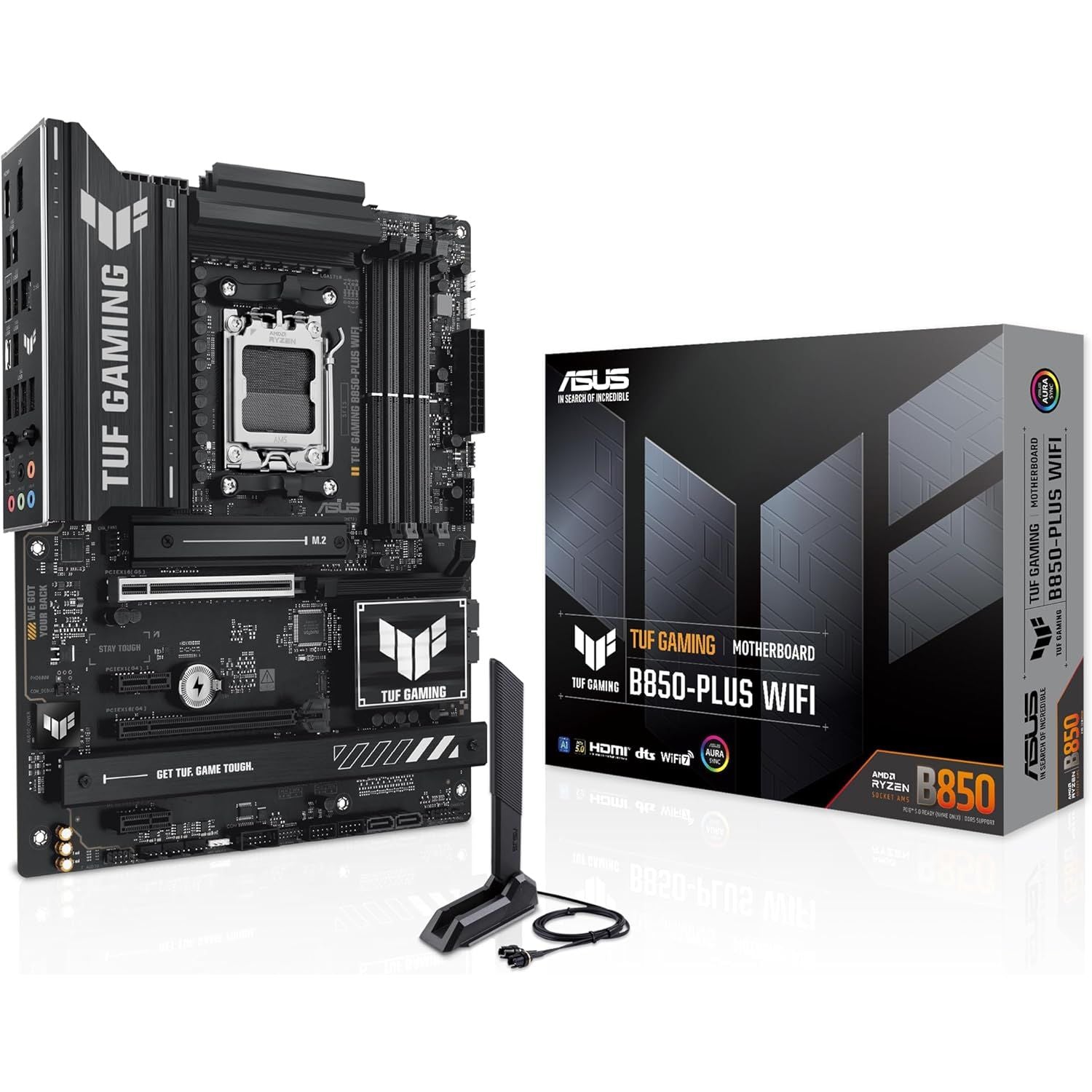 Buy ASUS,ASUS TUF GAMING B850-PLUS WIFI AMD ATX Motherboard | 14+2+1 80A Power Stages, DDR5, PCIe 5.0 Ready, 3× M.2 Slots, Wi-Fi 7, 2.5Gb LAN, USB-C 20Gbps, Aura Sync RGB - Gadcet UK | UK | London | Scotland | Wales| Near Me | Cheap | Pay In 3 | Motherboards