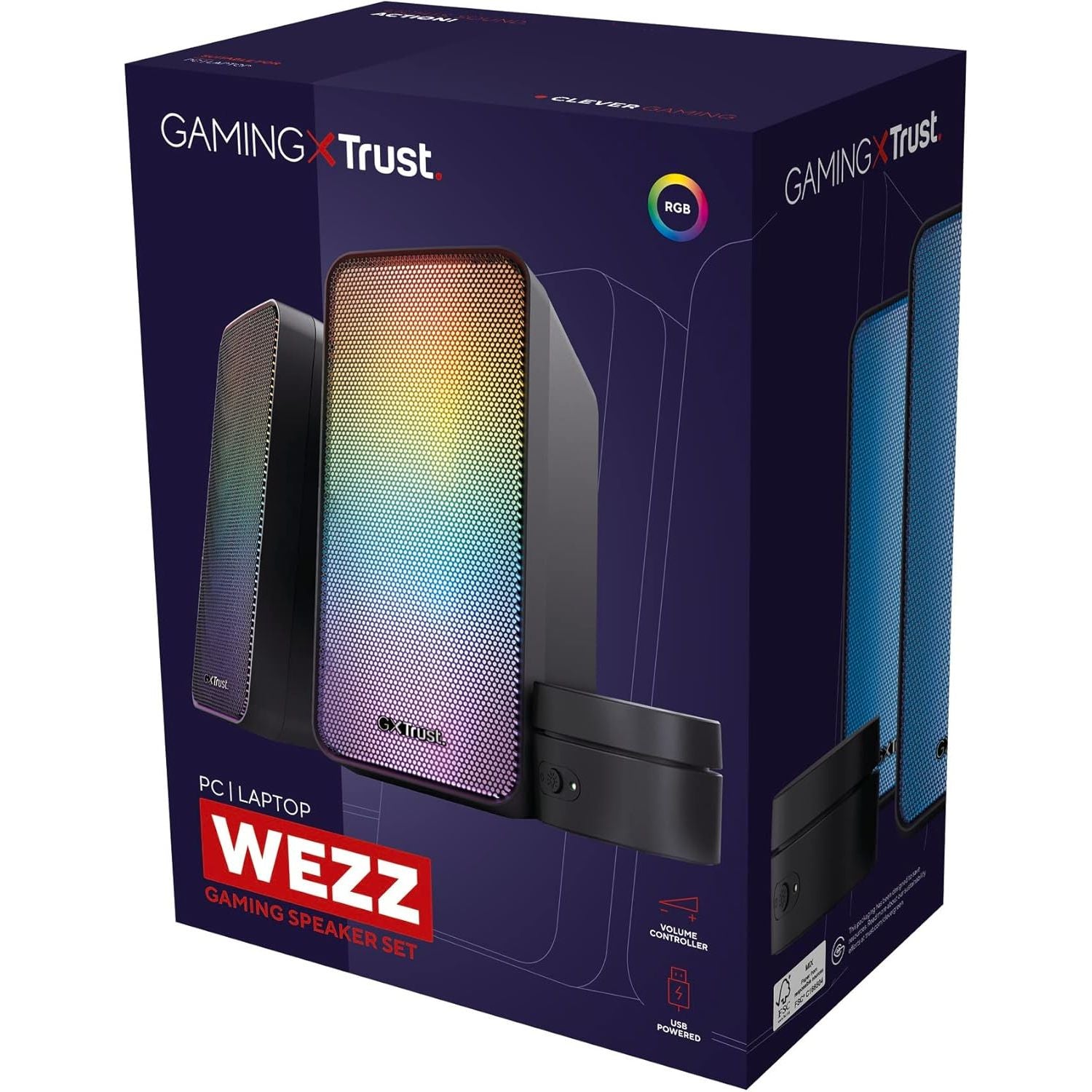 Buy RGB,Trust Gaming GXT 611 Wezz 2.0 PC Speakers, 12W, RGB Lighting, Volume Control, AUX & USB, Stereo Speakers for Desktop & Laptop - Black - Gadcet UK | UK | London | Scotland | Wales| Near Me | Cheap | Pay In 3 | Speakers