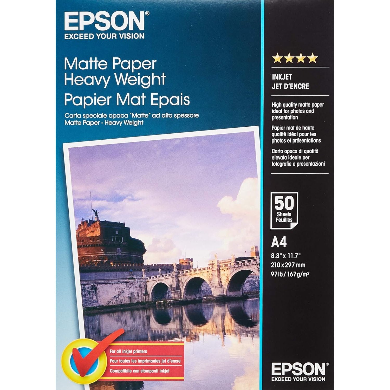 Buy Epson,Epson A4 Matte Heavyweight Inkjet Paper - 50 Sheets, White - Gadcet UK | UK | London | Scotland | Wales| Near Me | Cheap | Pay In 3 | Printer & Copier Paper