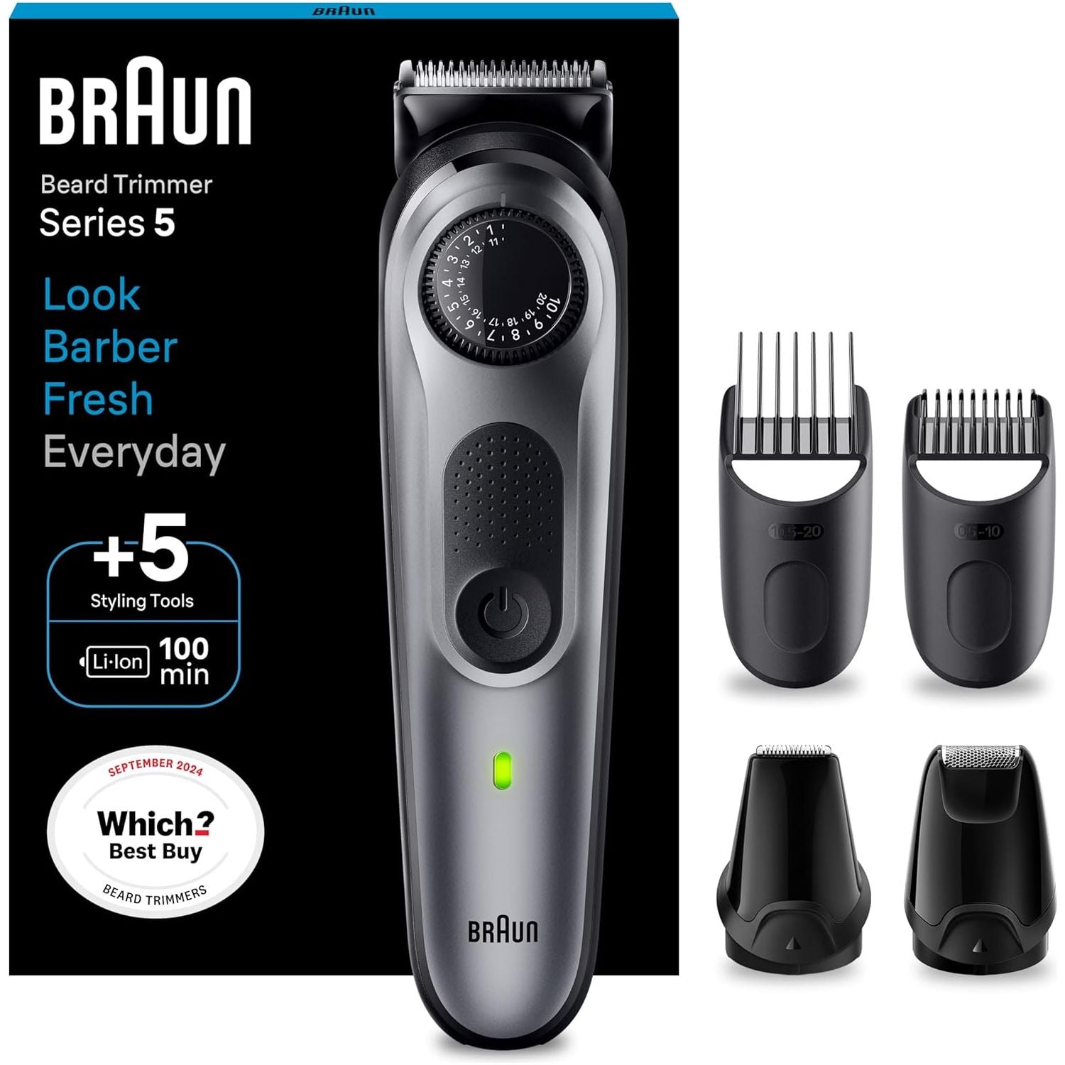 Buy Braun,Braun Beard Trimmer Series 5, 40 Length Settings, Rechargeable & Waterproof, 100-Min Cordless Runtime, Hair Clipper for Men, BT5440, Silver/Black - Gadcet UK | UK | London | Scotland | Wales| Near Me | Cheap | Pay In 3 | Hair Clippers & Trimmers