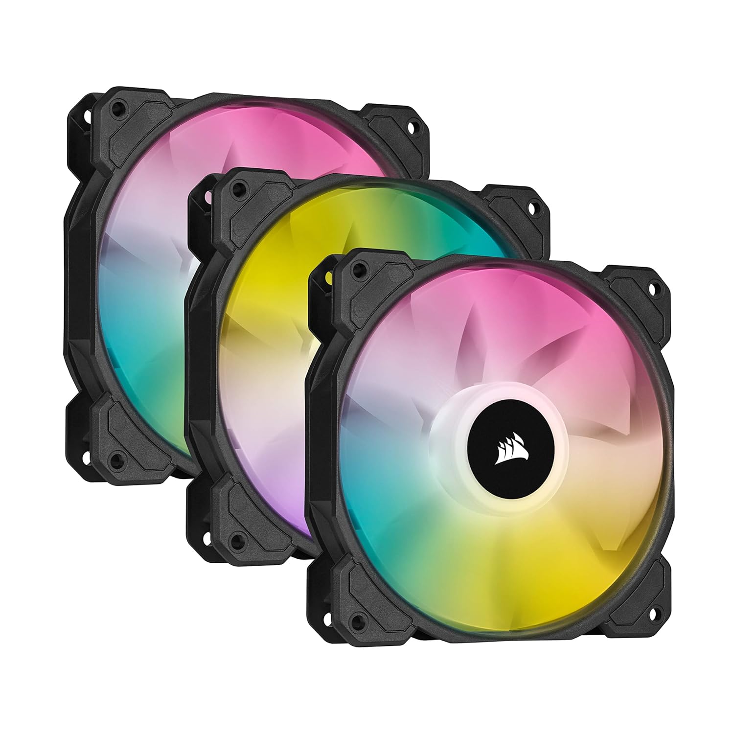 Buy Corsair,Corsair iCUE SP120 RGB ELITE 120mm PWM Triple Fan Kit - iCUE Lighting Node CORE, AirGuide Technology, 8 RGB LEDs, Low Noise (18 dBA), Up to 1500 RPM - Black - Gadcet UK | UK | London | Scotland | Wales| Near Me | Cheap | Pay In 3 | Computer Accessories