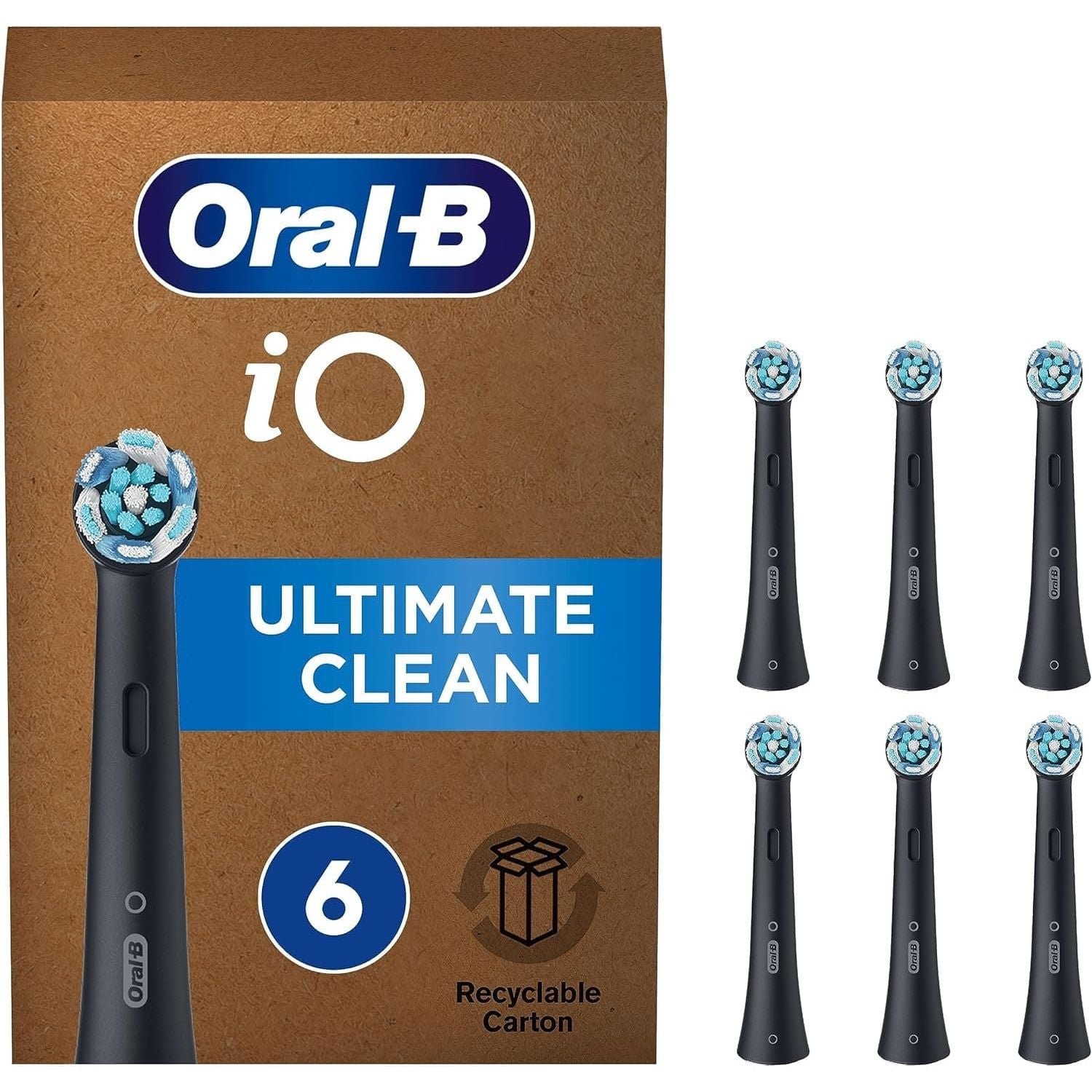 Buy Oral-B,Oral-B iO Ultimate Clean Electric Toothbrush Head, Twisted & Angled Bristles for Deeper Plaque Removal, Pack of 6 Toothbrush Heads, Suitable for Mailbox, Black - Gadcet UK | UK | London | Scotland | Wales| Near Me | Cheap | Pay In 3 | Toothbrushes