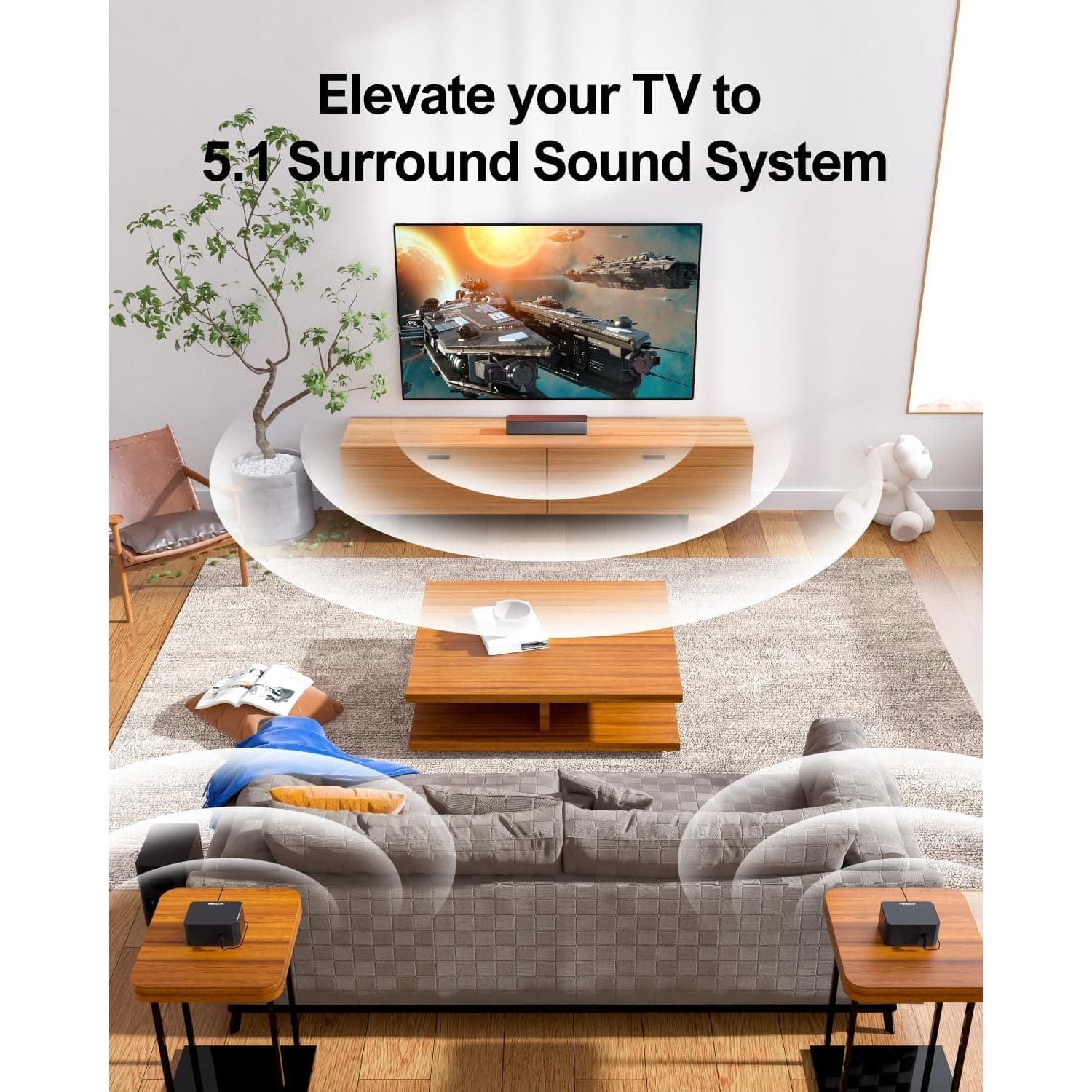 Buy ULTIMEA,ULTIMEA Poseidon D50 5.1 Surround Sound Bar - 3D System with Wireless Subwoofer, Rear Speakers, Adjustable Bass, Home Theater TV Speakers - Gadcet UK | UK | London | Scotland | Wales| Near Me | Cheap | Pay In 3 | Soundbar Speakers