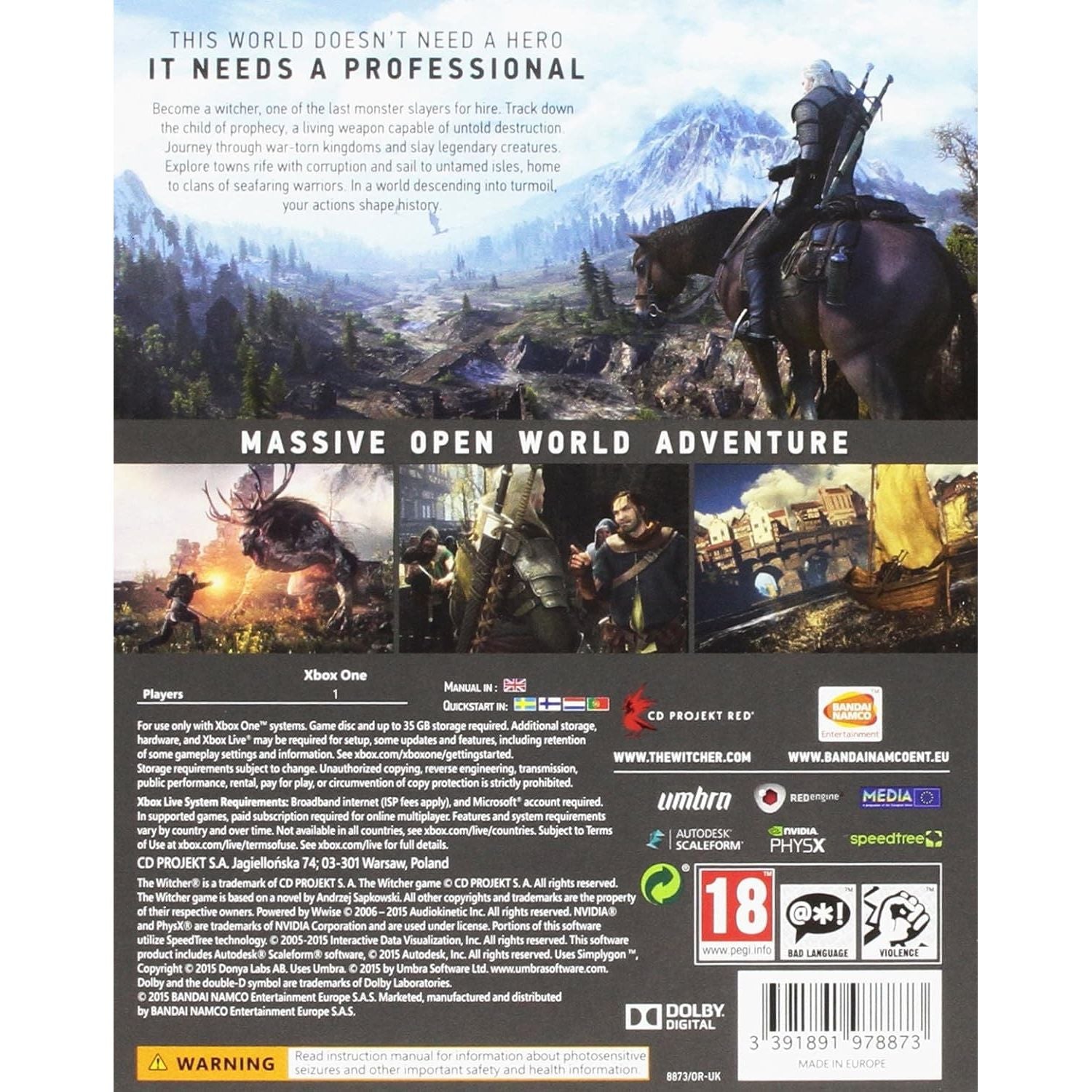 Buy Xbox One,The Witcher 3: Wild Hunt (Xbox One) - Gadcet UK | UK | London | Scotland | Wales| Ireland | Near Me | Cheap | Pay In 3 | Video Game Software