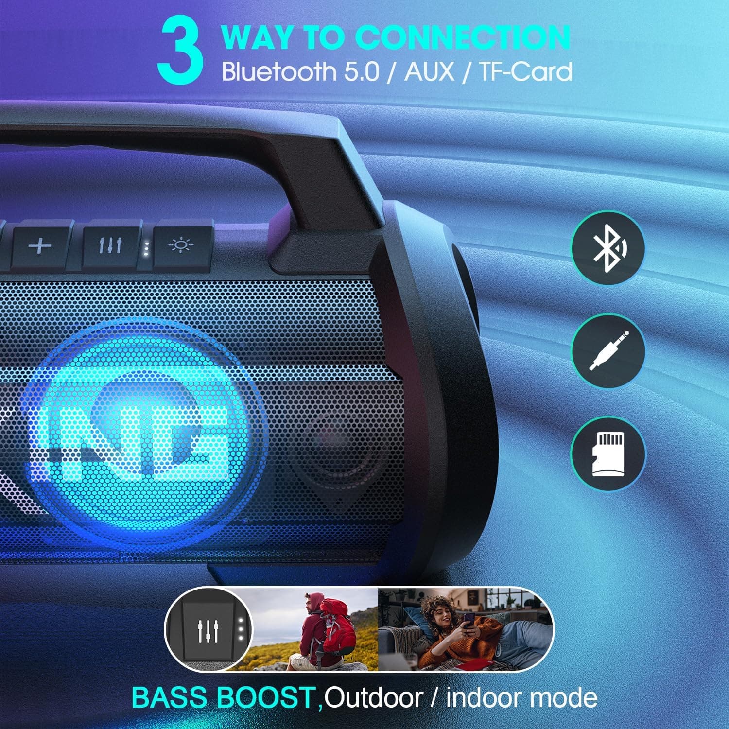 Buy W-king,W-KING Outdoor Portable Speaker Bluetooth Waterproof with Lights - 70W Loud Bluetooth Speaker Wireless - Gadcet.com | UK | London | Scotland | Wales| Ireland | Near Me | Cheap | Pay In 3 | Speakers