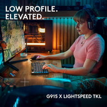 Logitech G915 TKL LIGHTSPEED Wireless Gaming Keyboard - Low-Profile, Double-Shot PBT Keycaps, RGB Backlighting, GL Brown Tactile Switches, QWERTY UK Layout - Black