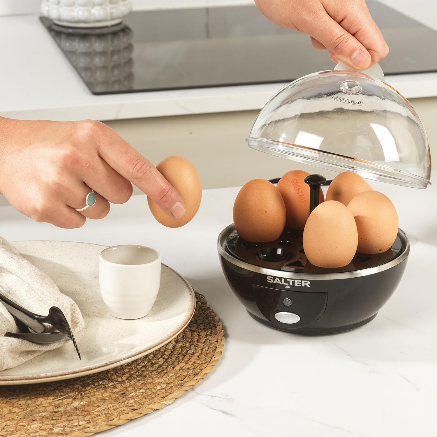Buy Salter,Salter Electric Multi Egg Cooker - 6 Egg Capacity, Soft, Hard & Poached Eggs, Includes Measuring Cup & Poaching Trays, 430W, Easy Clean & Compact - Gadcet UK | UK | London | Scotland | Wales| Near Me | Cheap | Pay In 3 | Kitchen & Home Appliances