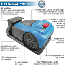 Buy HYUNDAI,Hyundai Robot Lawnmower, 625sq Metre, 180mm Cutting Width, 7 Cutting Heights, Self-mulching, Smart Mowing Functionality Robot Mower - Gadcet UK | UK | London | Scotland | Wales| Ireland | Near Me | Cheap | Pay In 3 | Home Automation Kits