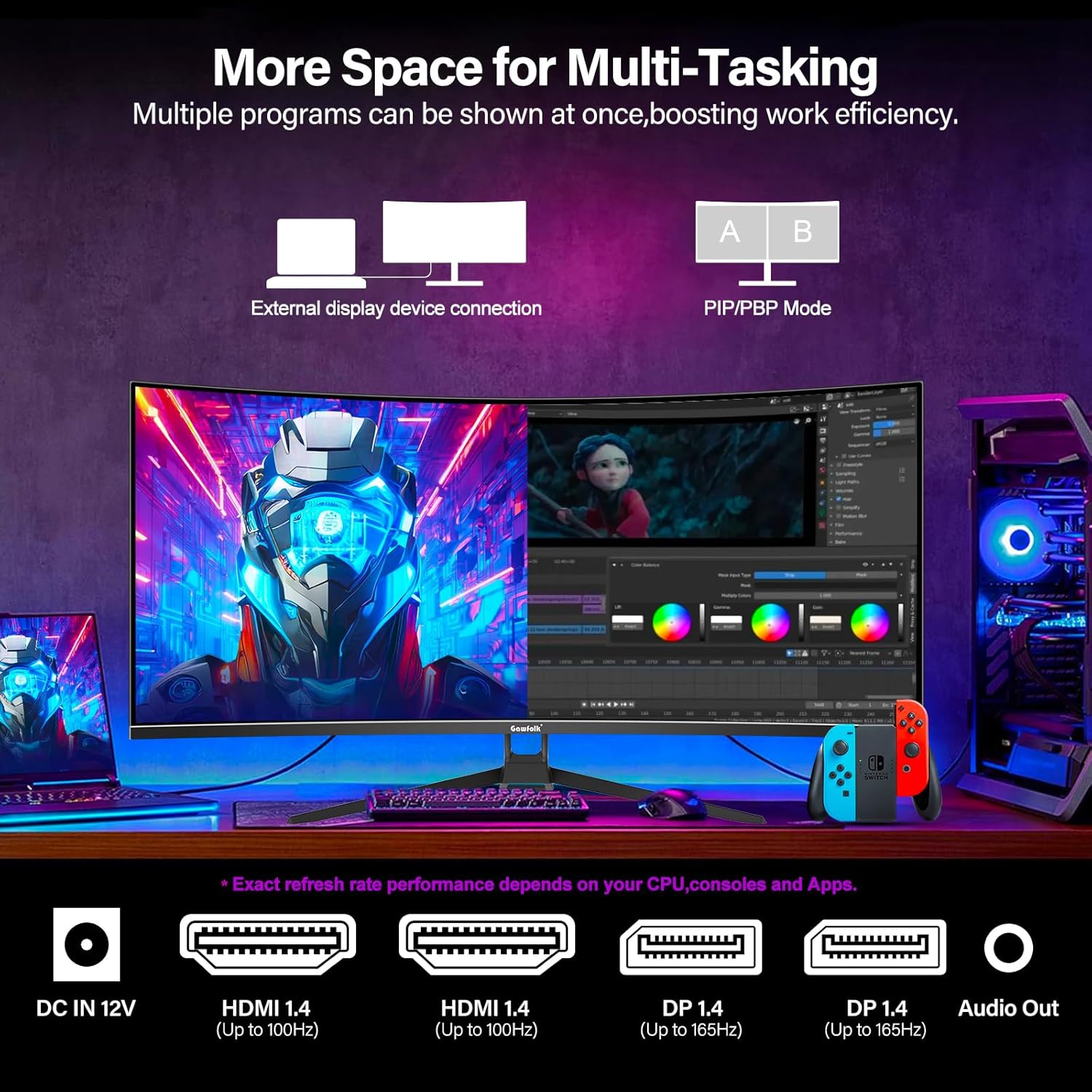 Buy Gawfolk,Gawfolk 34 Inch 1500R PC Screen 165hz UWQHD 3440x1440, Curved Computer Display - Gadcet UK | UK | London | Scotland | Wales| Near Me | Cheap | Pay In 3 | Computer Monitors