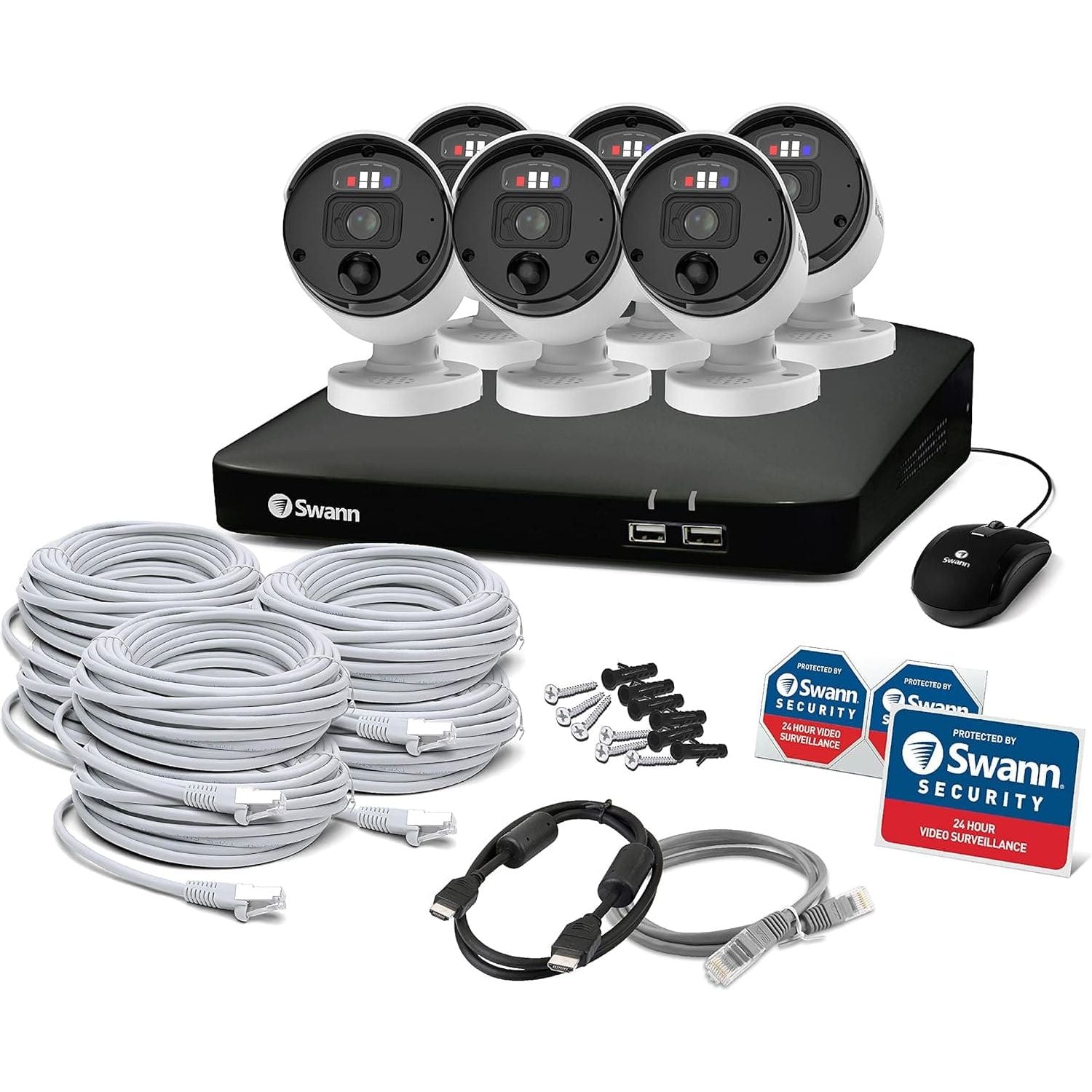 Buy Swann,Swann Master-Series 4K HD 8-Channel NVR Security System with 2TB HDD, 6 PoE Indoor/Outdoor Wired CCTV Cameras, Color Night Vision, Heat & Motion Detection, Spotlights, Flashing Lights - 879906 - Gadcet UK | UK | London | Scotland | Wales| Near Me | Cheap | Pay In 3 | Security Monitors & Recorders