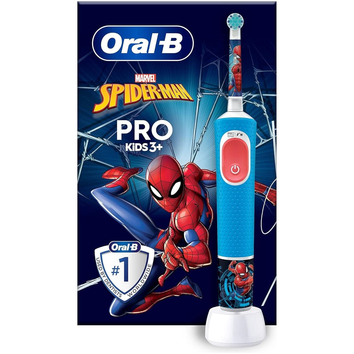 Buy Oral-B,Oral-B Pro Kids Electric Toothbrush, Kids Gifts, 1 Toothbrush Head, x4 Spiderman Stickers, 2 Modes with Kid-Friendly Sensitive Mode, For Ages 3+, 2 Pin UK Plug, Blue - Gadcet UK | UK | London | Scotland | Wales| Near Me | Cheap | Pay In 3 | Toothbrushes