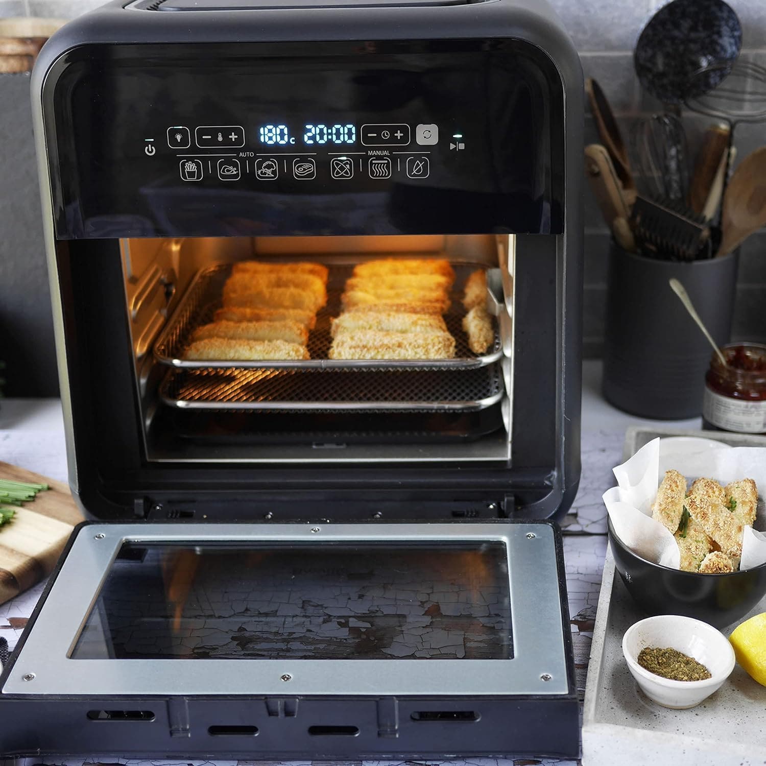 Buy BREVILLE,Breville Halo Rotisserie Air Fryer | Digital Extra Large Air Fryer Oven | 10 L | Fry, Bake & Dehydrate | 2000 W | Energy Efficient | Black and Grey - Gadcet UK | UK | London | Scotland | Wales| Near Me | Cheap | Pay In 3 | AIR FRYER / GRILL