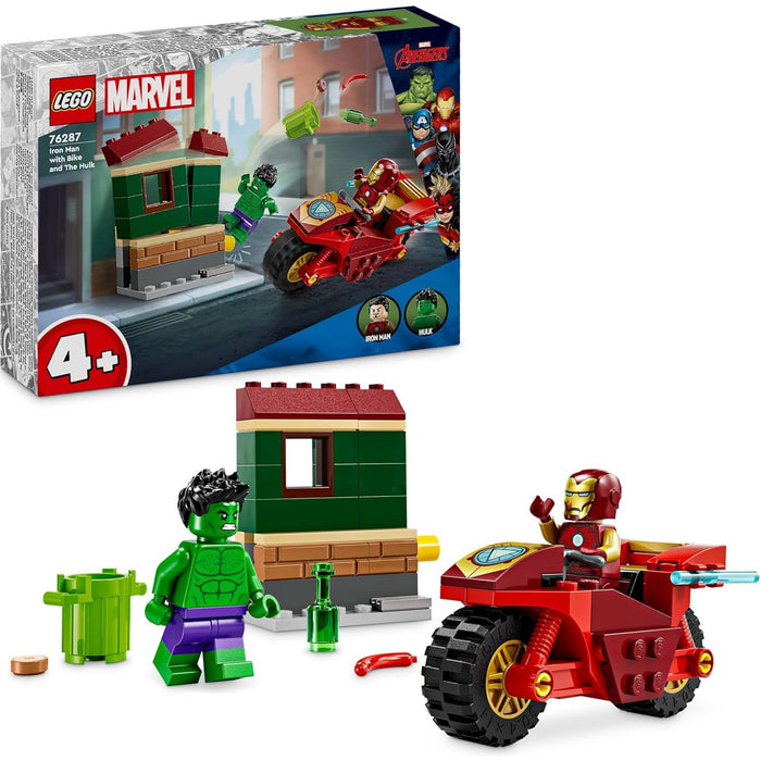 Buy Lego,LEGO Marvel Iron Man with Bike & The Hulk - Super Hero Building Toy, Collectible Playset with Vehicle & Minifigures, Gift for Boys & Girls Aged 4+ - 76287 - Gadcet UK | UK | London | Scotland | Wales| Near Me | Cheap | Pay In 3 | Building Toys