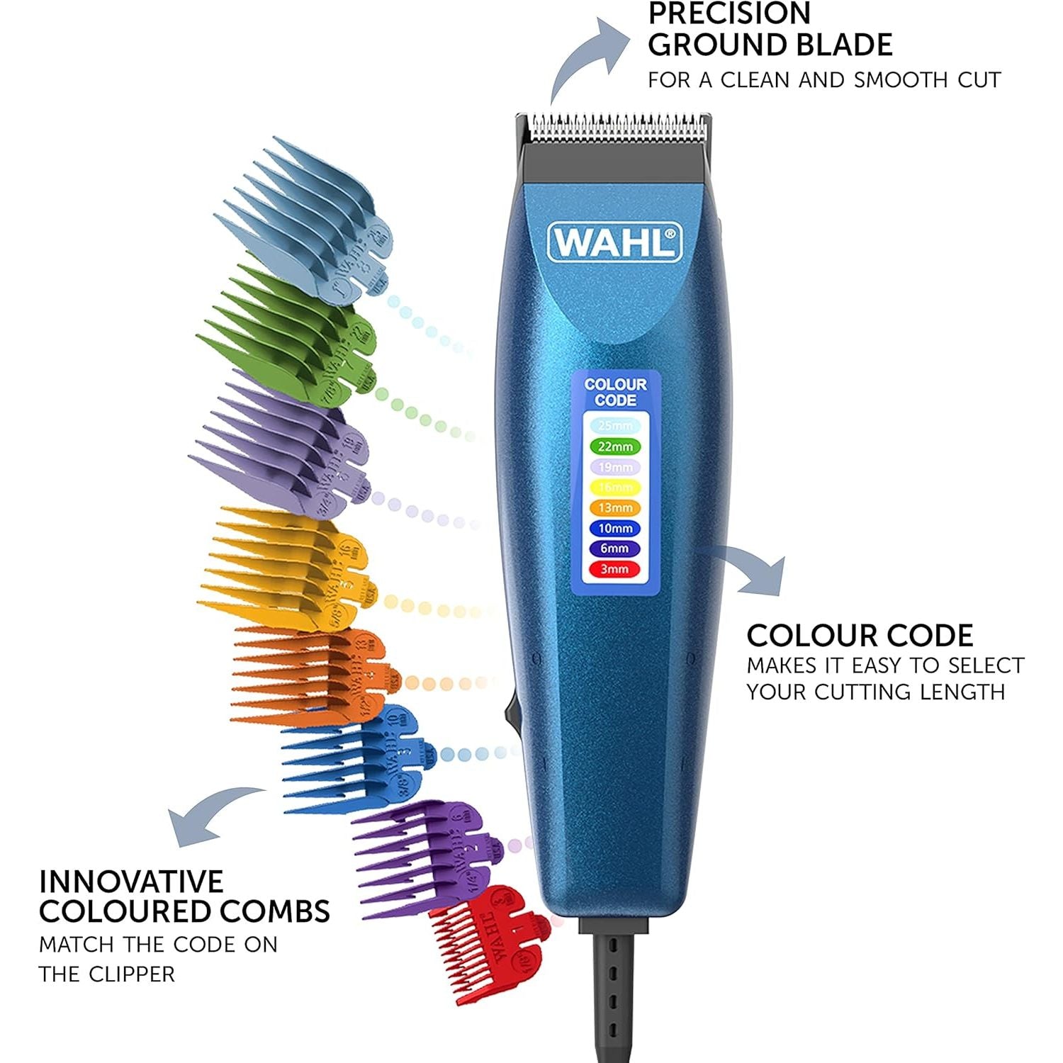Buy Wahl,Wahl Colour Pro Corded Clipper, Head Shaver, Men's Hair Clippers, Colour Coded Guides, Family at Home Haircutting - Gadcet UK | UK | London | Scotland | Wales| Near Me | Cheap | Pay In 3 | Trimmer & Shavers
