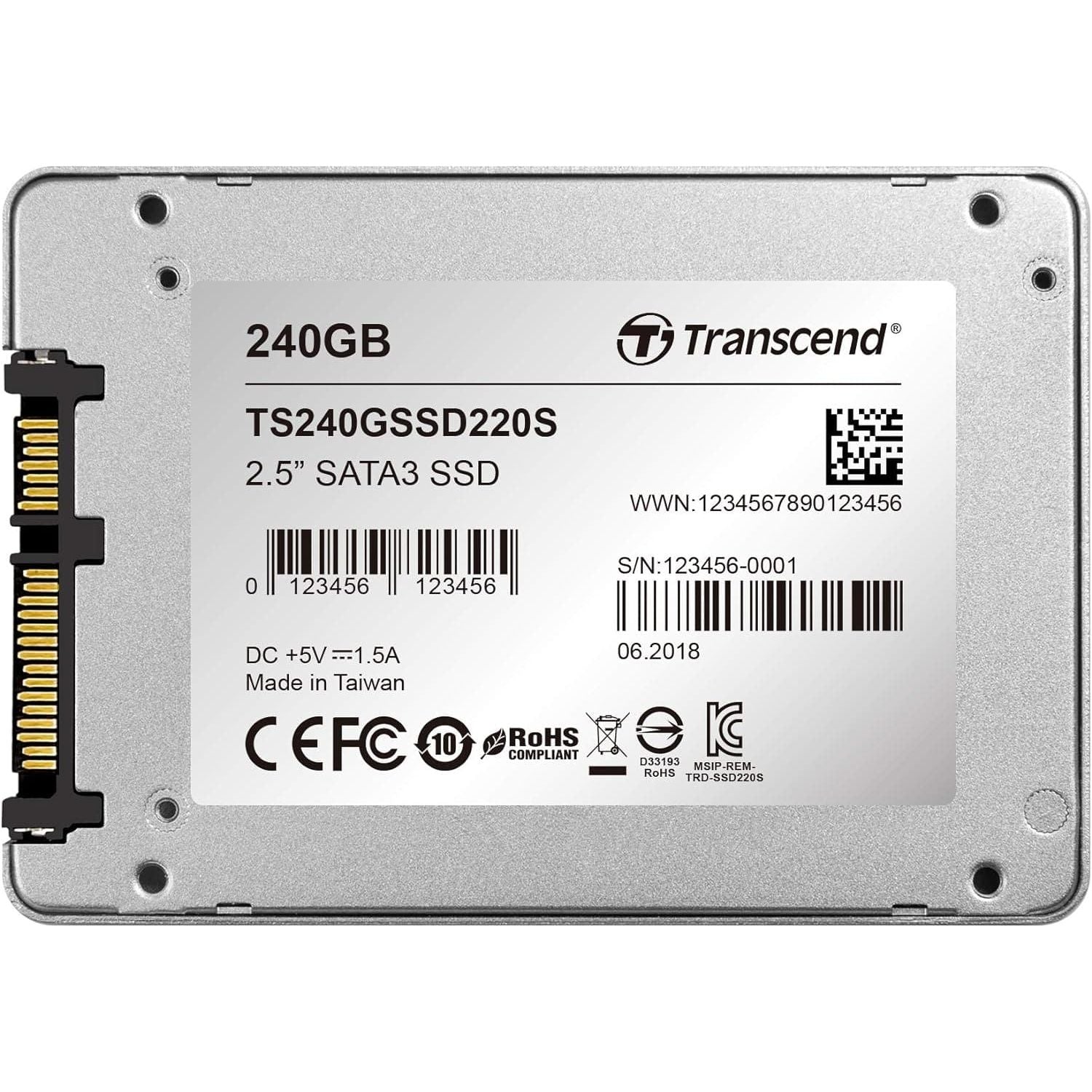 Buy Transcend,Transcend SSD220S 240 GB 2.5 Inch SATA III 6 Gb/s Internal Solid State Drive (SSD) 3D TLC NAND - Gadcet UK | UK | London | Scotland | Wales| Ireland | Near Me | Cheap | Pay In 3 | Hard Drives