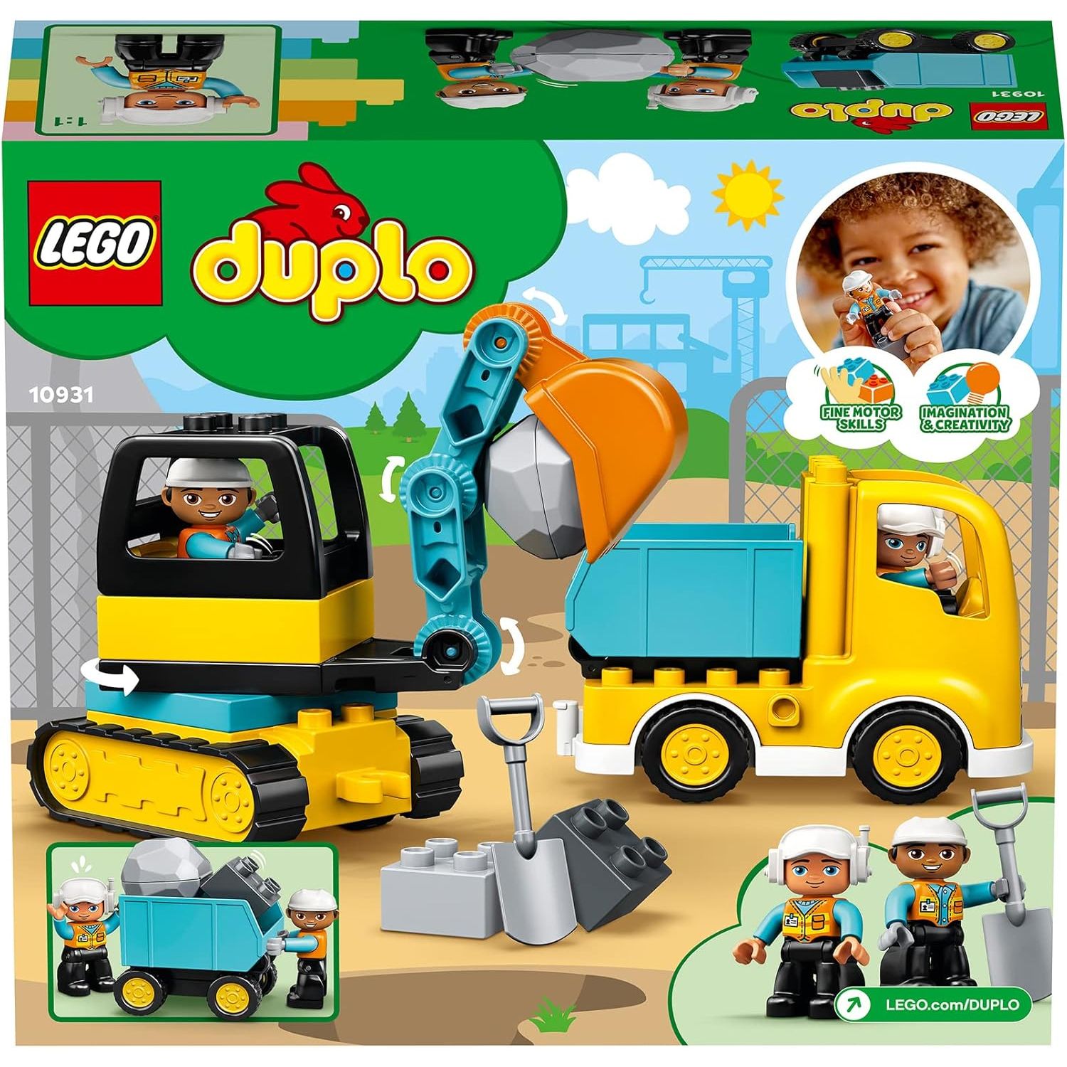 Buy LEGO,LEGO DUPLO Truck & Tracked Excavator – 10931, Construction Toy with 2 Vehicles, 2 Figures & Boulder - Gadcet UK | UK | London | Scotland | Wales| Near Me | Cheap | Pay In 3 | Construction Set Toys