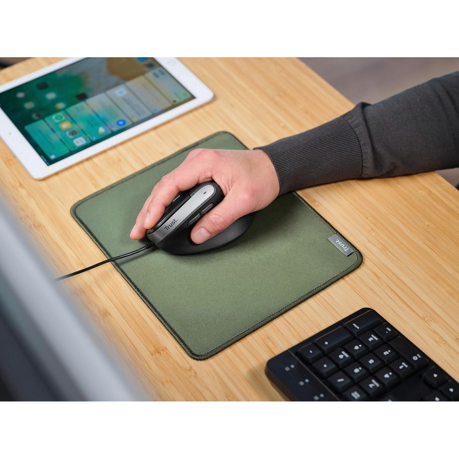 Buy Trust,Trust Yuno Ergonomic Wired Vertical Mouse – Right-Handed, 1.5m USB Cable, 800-2400 DPI, Optical Sensor, 6 Buttons, 60% Recycled Plastic – Black - Gadcet UK | UK | London | Scotland | Wales| Near Me | Cheap | Pay In 3 | Keyboard & Mouse