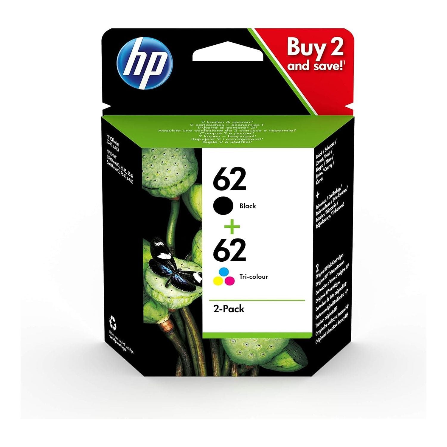 Buy HP,HP N9J71AE 62 Original Ink Cartridges, Black and Tri-color, Multipack, 2 Count (Pack of 1) - Gadcet UK | UK | London | Scotland | Wales| Ireland | Near Me | Cheap | Pay In 3 | Toner & Inkjet Cartridge Refills