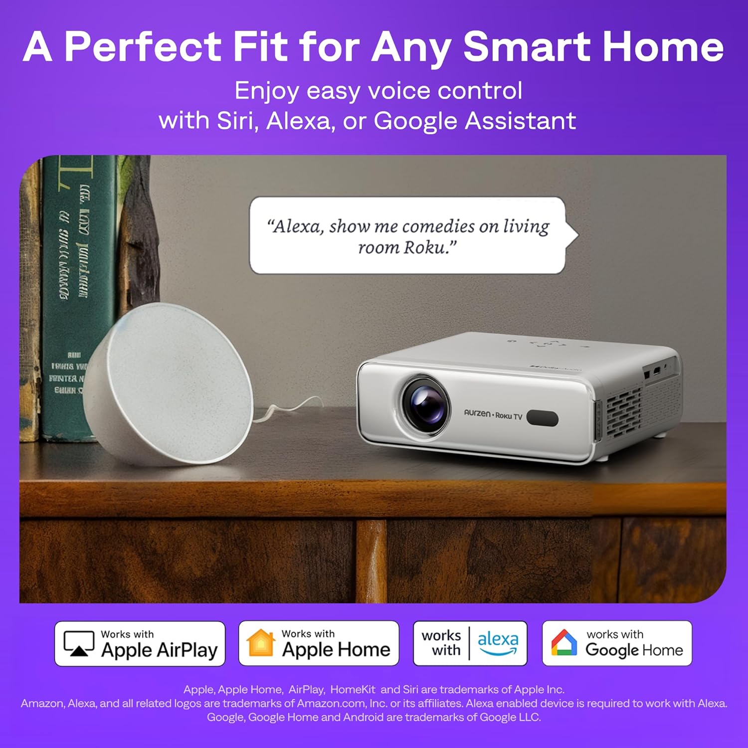 Buy Aurzen,Aurzen Roku TV Smart Projector for Bedroom, Roku Streaming Experience Built-in, 1080P FHD, Dolby Audio, Auto Focus & Keystone, Zoom, Portable Mini Projector for Outdoor Movie, White - Gadcet UK | UK | London | Scotland | Wales| Near Me | Cheap | Pay In 3 | Smart Projector