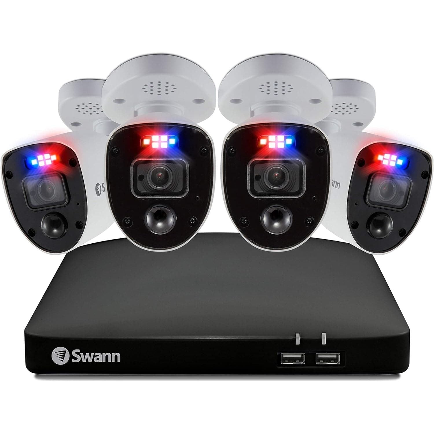 Buy Swann,Swann 4K UHD 8-Channel DVR Security System with 2TB HDD, 4 Indoor/Outdoor CCTV Cameras, Color Night Vision, Motion & Heat Detection, Spotlights, Sirens - 856804RL - Gadcet UK | UK | London | Scotland | Wales| Near Me | Cheap | Pay In 3 | Security Monitors & Recorders