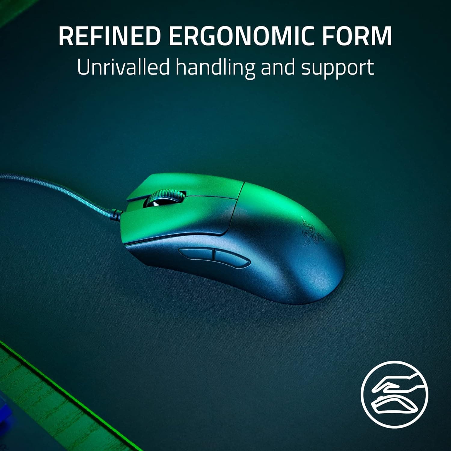 Razer DeathAdder V3 - Ergonomic Esports Mouse (59 g Lightweight Design, Ergonomic Form, 30K Optical Sensor, Optical Mouse Switches Gen-3, 8000Hz HyperPolling Technology, Speedflex Cable) Black - 3