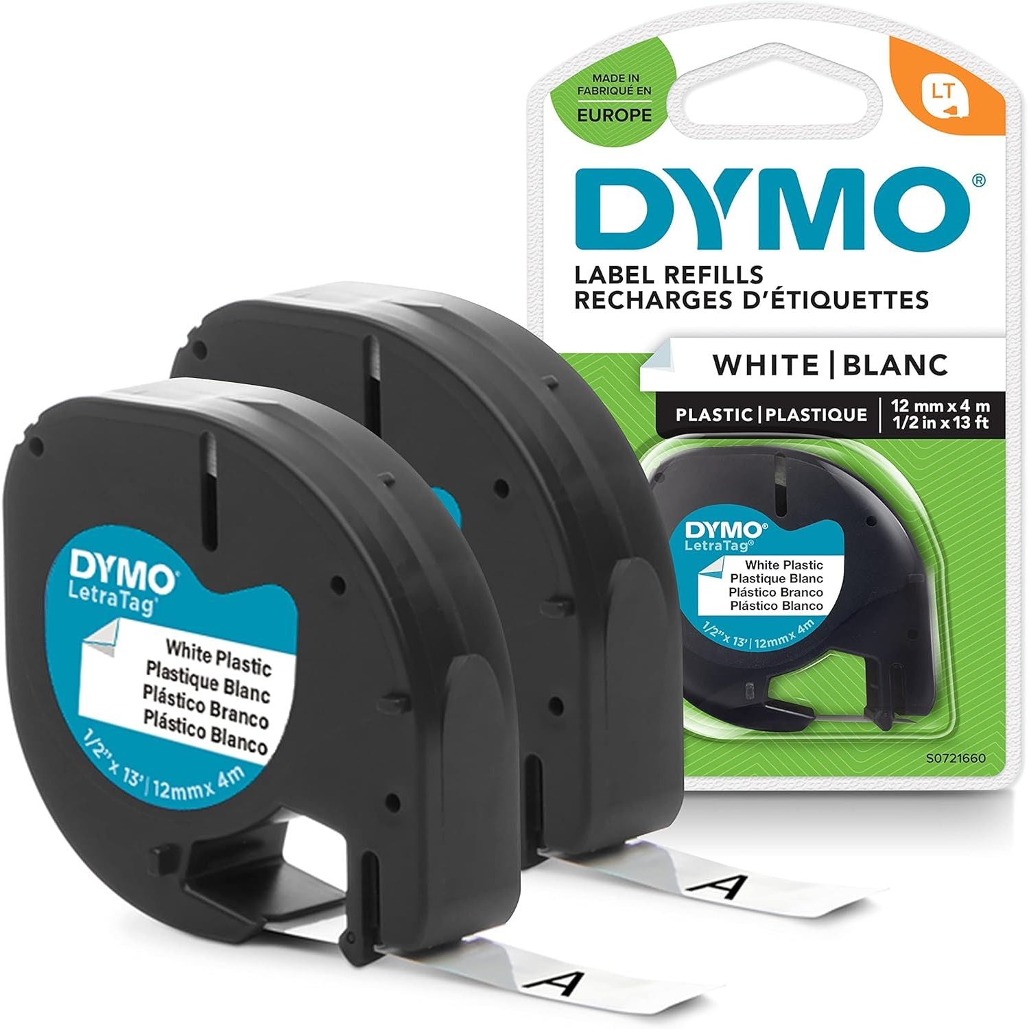 Buy DYMO,DYMO LetraTag Genuine Plastic Label Tapes | 12mm x 4m | Black Print on White | Durable Self-Adhesive Multi-Surface Rolls | Pack of 2 - Gadcet UK | UK | London | Scotland | Wales| Near Me | Cheap | Pay In 3 | Label tapes & Refill Rolls