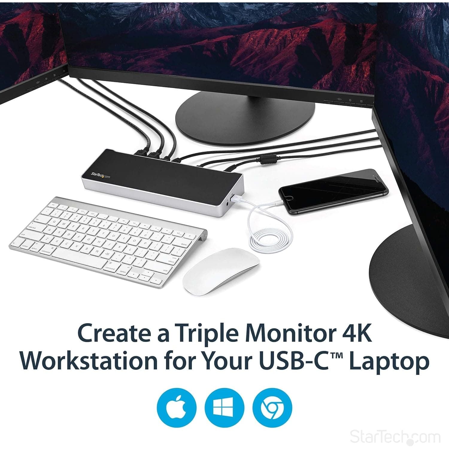 Buy StarTech.com,StarTech.com 4K Triple Monitor USB-C Dock - Dual DisplayPort & HDMI, 100W PD, 4x USB-A Hub, USB 3.1 Gen 1, Windows & Mac Compatible (DK30CH2DEPUE) - Gadcet UK | UK | London | Scotland | Wales| Near Me | Cheap | Pay In 3 | Docking Stations