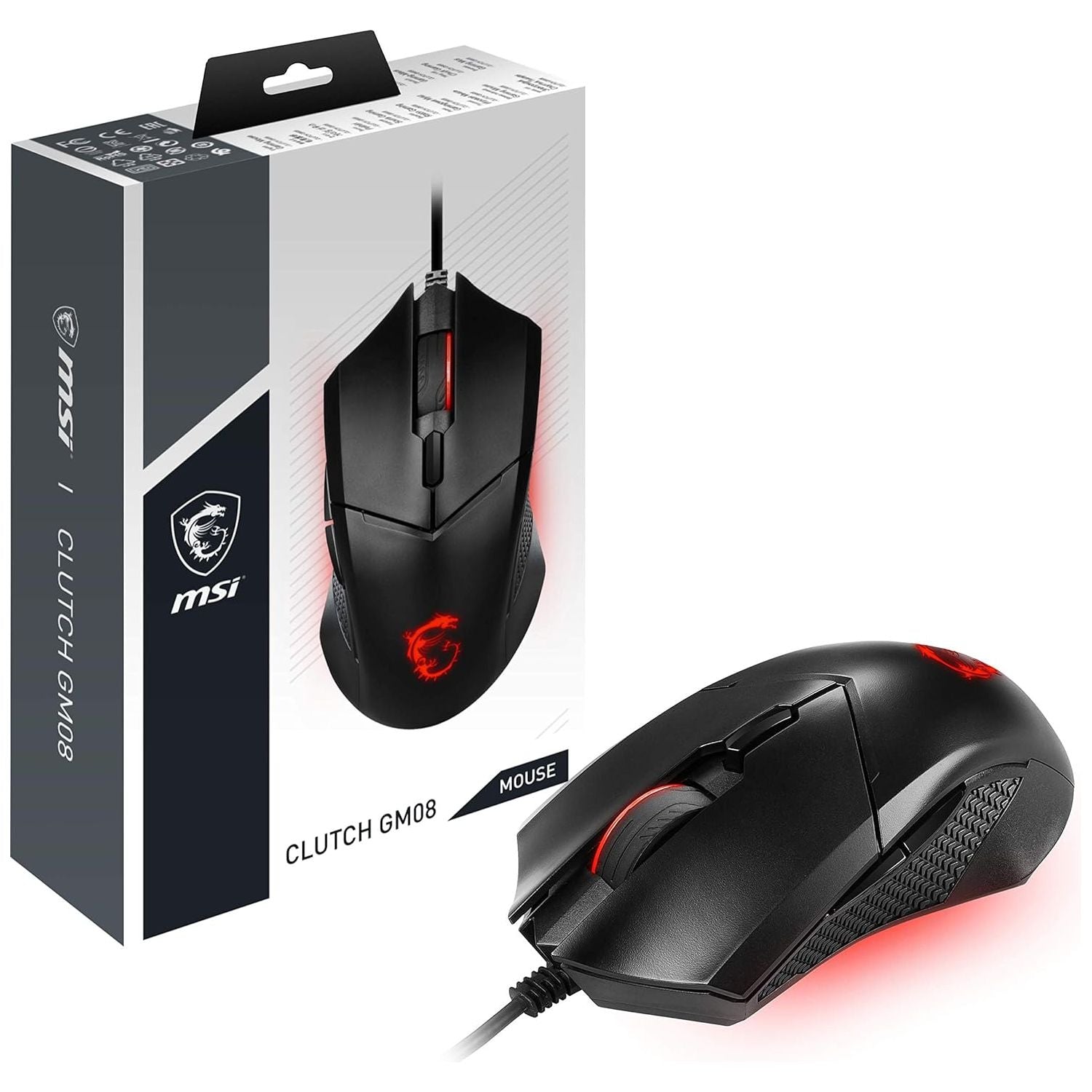 Buy MSI,MSI CLUTCH GM08 Gaming Mouse – Wired, 4200 DPI Optical Sensor, Symmetrical Design, 6 Buttons, Adjustable Weight, Red LED, 92g - Gadcet UK | UK | London | Scotland | Wales| Near Me | Cheap | Pay In 3 | Keyboard & Mouse