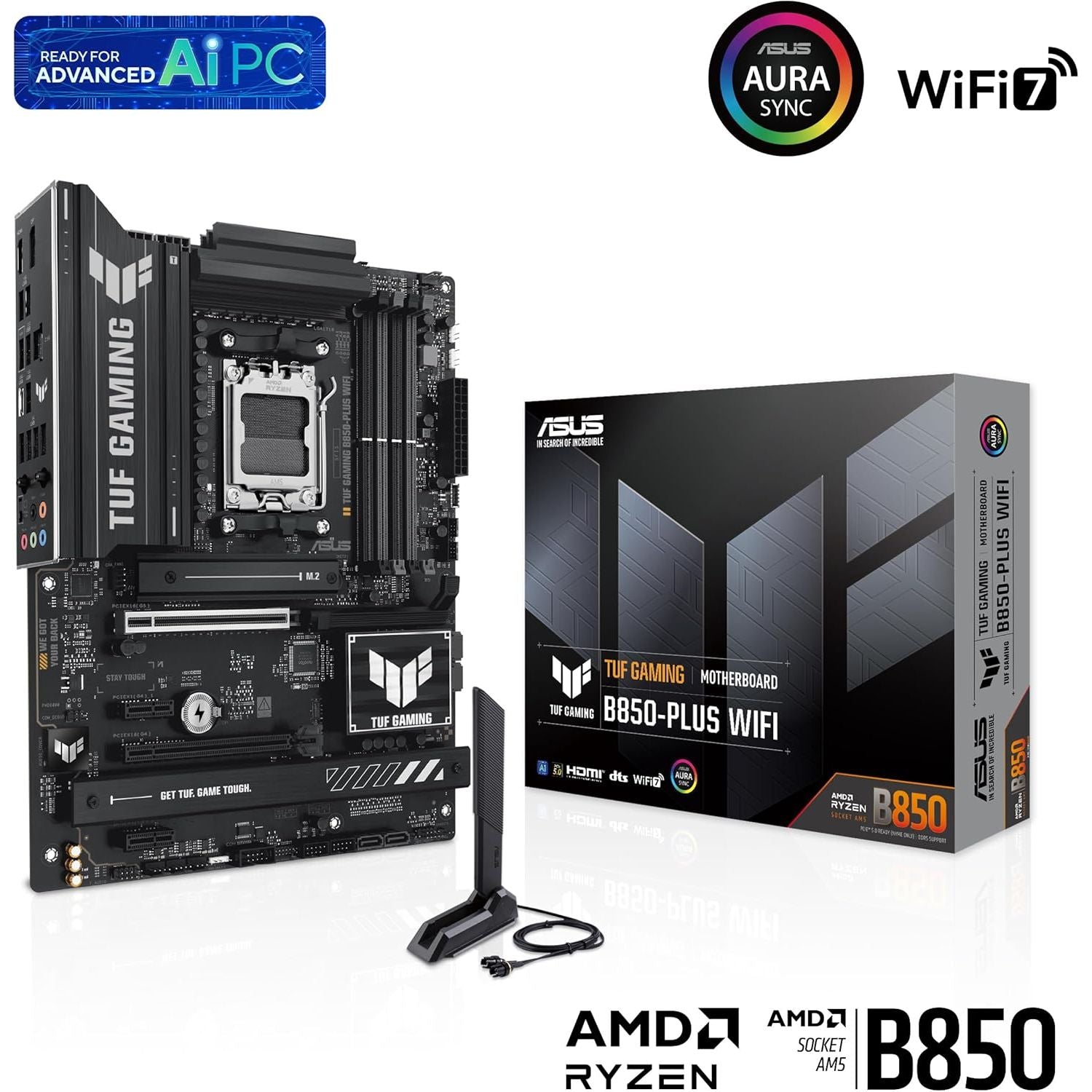 Buy ASUS,ASUS TUF GAMING B850-PLUS WIFI AMD ATX Motherboard | 14+2+1 80A Power Stages, DDR5, PCIe 5.0 Ready, 3× M.2 Slots, Wi-Fi 7, 2.5Gb LAN, USB-C 20Gbps, Aura Sync RGB - Gadcet UK | UK | London | Scotland | Wales| Near Me | Cheap | Pay In 3 | Motherboards