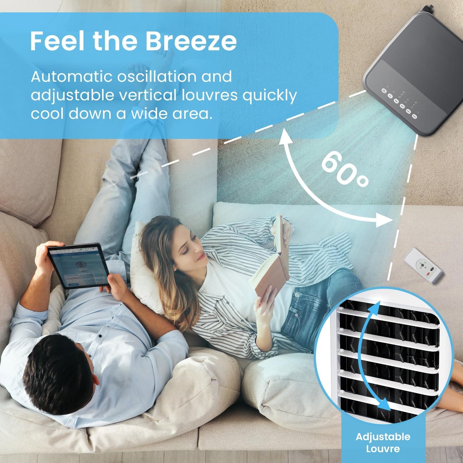 Buy Freestanding,Pro Breeze 4-in-1 Portable Air Cooler - 5L Capacity, 3 Speeds, Evaporative Cooling, 7H Timer, Remote, LED Display, Auto Oscillation - Gadcet UK | UK | London | Scotland | Wales| Ireland | Near Me | Cheap | Pay In 3 | Household Appliances