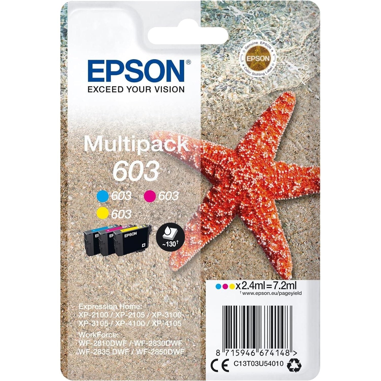 Buy Epson,Epson 603 Starfish Genuine Multipack, 3-Colours Ink Cartridges - Gadcet UK | UK | London | Scotland | Wales| Near Me | Cheap | Pay In 3 | Toner & Inkjet Cartridges