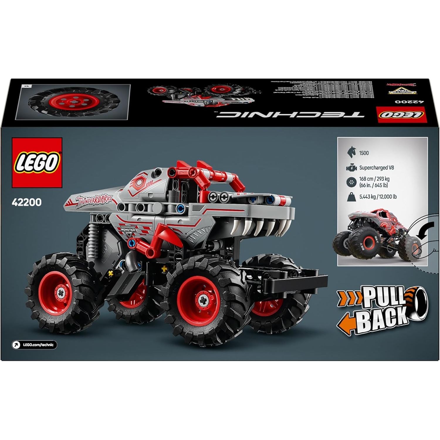 Buy LEGO,LEGO Technic Monster Jam ThunderROARus Pull-Back Truck Toy – Set 42200 - Gadcet UK | UK | London | Scotland | Wales| Near Me | Cheap | Pay In 3 | Construction Set Toys