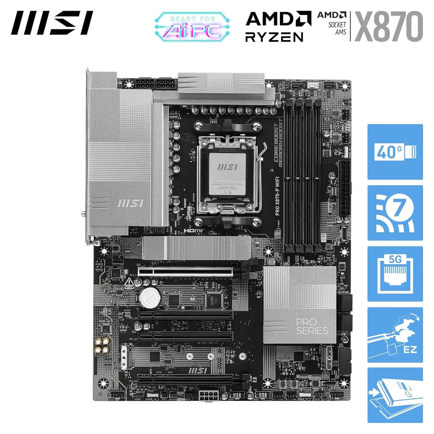 Buy MSI,MSI PRO X870-P WIFI ATX Motherboard – AMD AM5, DDR5, PCIe 5.0, Wi-Fi 7, 5G LAN - Gadcet UK | UK | London | Scotland | Wales| Near Me | Cheap | Pay In 3 | Motherboards