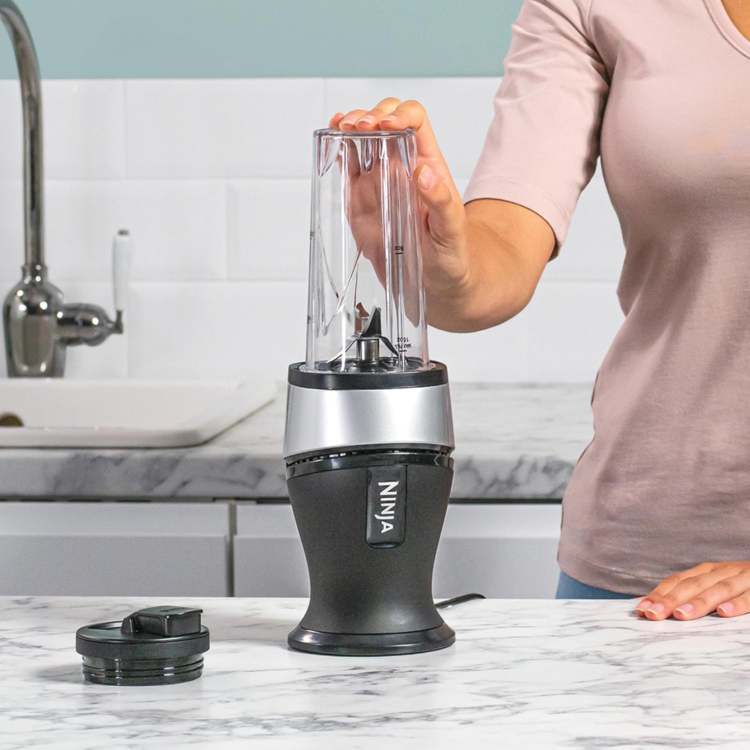 Buy NINJA,Ninja 700W Slim Blender & Smoothie Maker, 2x 470ml Cups with Spout Lids, Personal Blender, Crush Ice & Frozen Fruit, Silver - Gadcet UK | UK | London | Scotland | Wales| Near Me | Cheap | Pay In 3 | Food Blenders