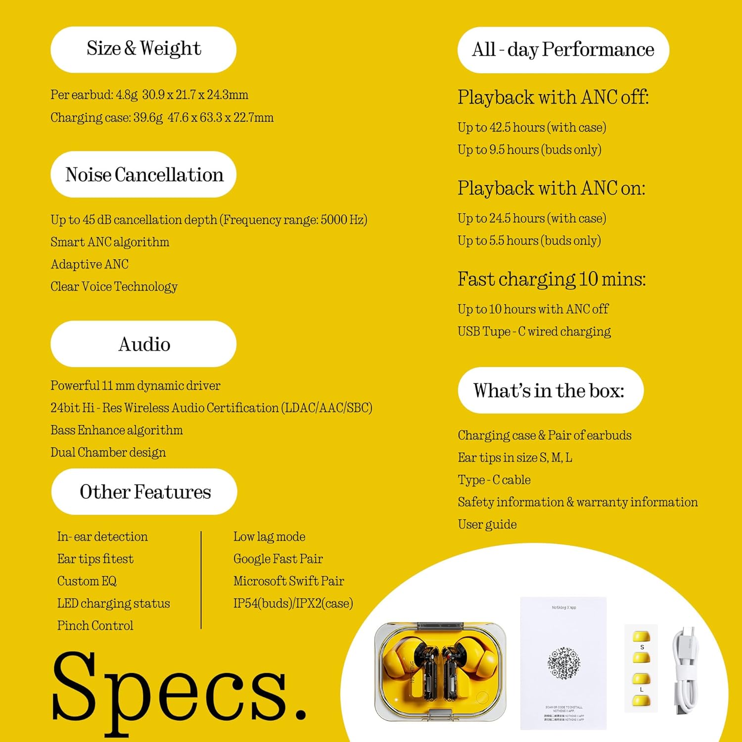 Buy Nothing,Nothing Ear (a) Wireless Earbuds in Yellow – High-Fidelity Sound with 45dB Active Noise Cancelling & All-Day Performance - Gadcet UK | UK | London | Scotland | Wales| Near Me | Cheap | Pay In 3 | In-Ear Headphones