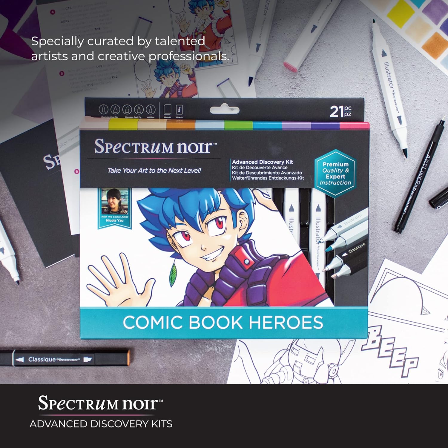 Buy Spectrum,Crafter’s Companion Manga & Comic Book Heroes Adult Colouring & Art Kit – Spectrum Noir Pens, Art Liners & Printed Sheets - Gadcet UK | UK | London | Scotland | Wales| Near Me | Cheap | Pay In 3 | Art & Craft Paint