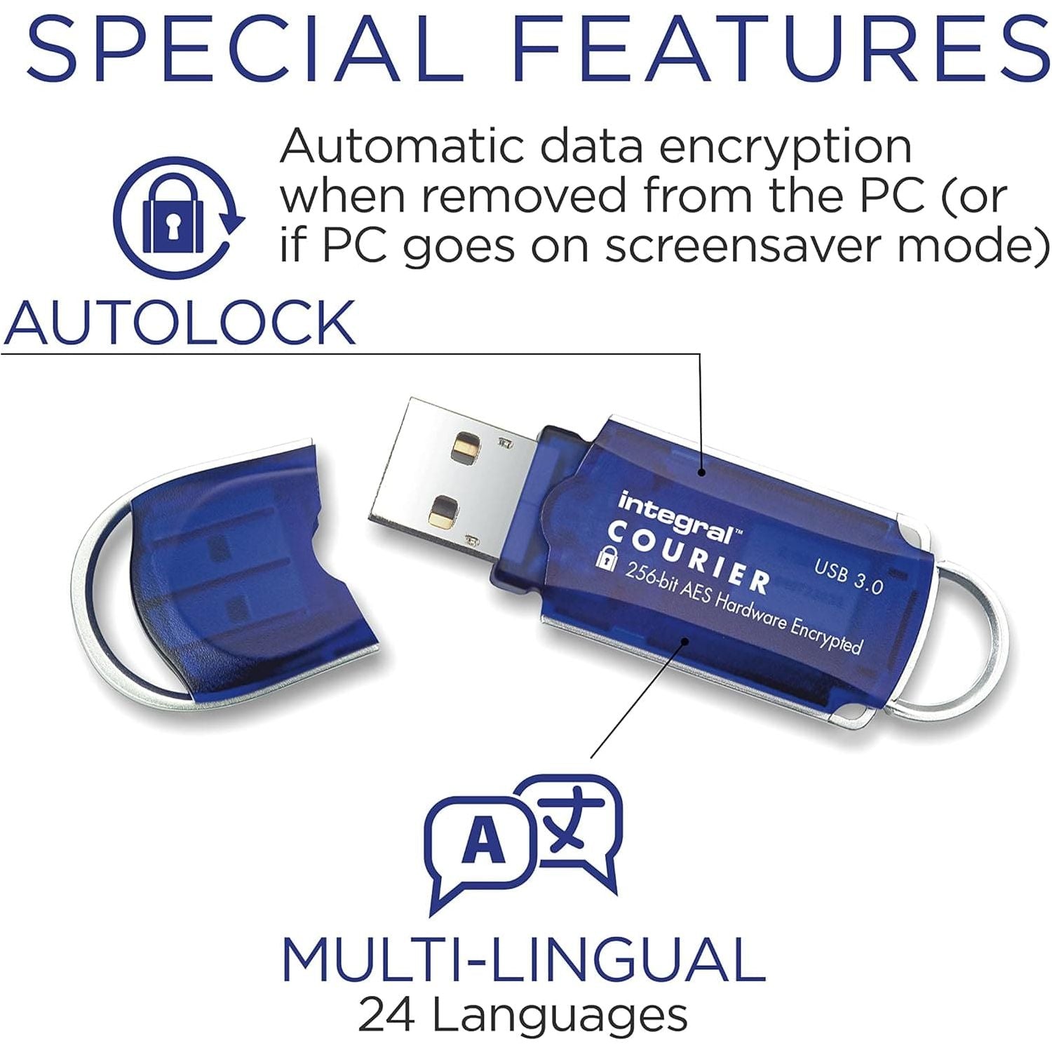Buy Integral,Integral Courier 16GB Encrypted USB Flash Memory - Keep Sensitive Data Safe with USB Drive Hardware Encryption - USB Flash Drive with FIPS 197 Security Standard to help with GDPR Compliance , Blue - Gadcet UK | UK | London | Scotland | Wales| Ireland | Near Me | Cheap | Pay In 3 | Office Supplies