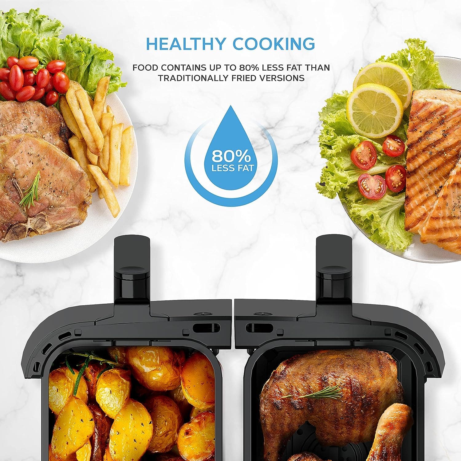 Buy DEVOLOGY,Devology Double Air Fryer, 9L, 2 x 4.5L Dual Zone , Air Fryer, 12-in-1 Pre-Sets, Digital LED Display, Two Zone Airfryer,Healthy Oil-free, Dual Basket Air Fryer - Gadcet UK | UK | London | Scotland | Wales| Near Me | Cheap | Pay In 3 | Kitchen & Home Appliances