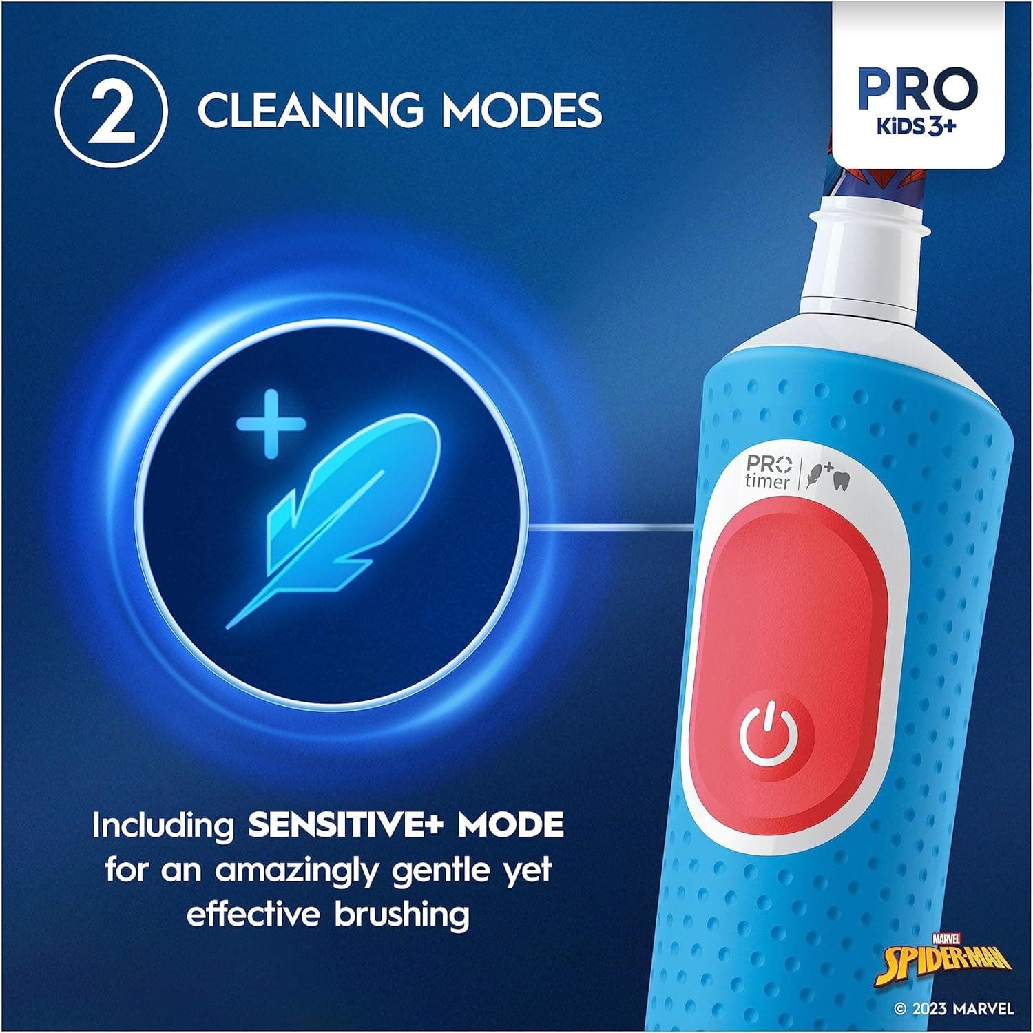 Buy Oral-B,Oral-B Pro Kids Electric Toothbrush, Kids Gifts, 1 Toothbrush Head, x4 Spiderman Stickers, 2 Modes with Kid-Friendly Sensitive Mode, For Ages 3+, 2 Pin UK Plug, Blue - Gadcet UK | UK | London | Scotland | Wales| Near Me | Cheap | Pay In 3 | Toothbrushes