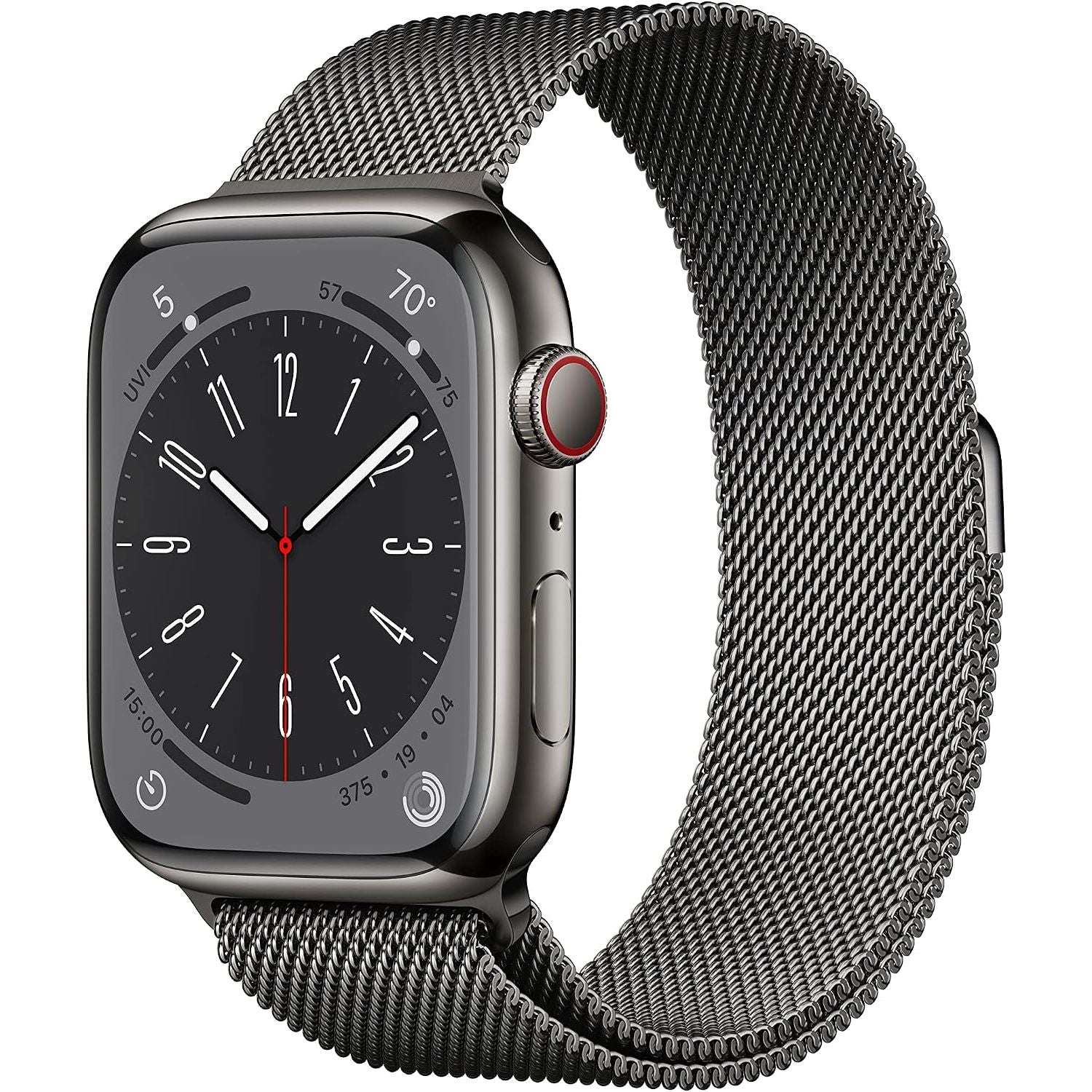 Apple Watch Series 8 (GPS + Cellular 45mm) Smart watch - Graphite Stainless Steel Case with Graphite Milanese Loop