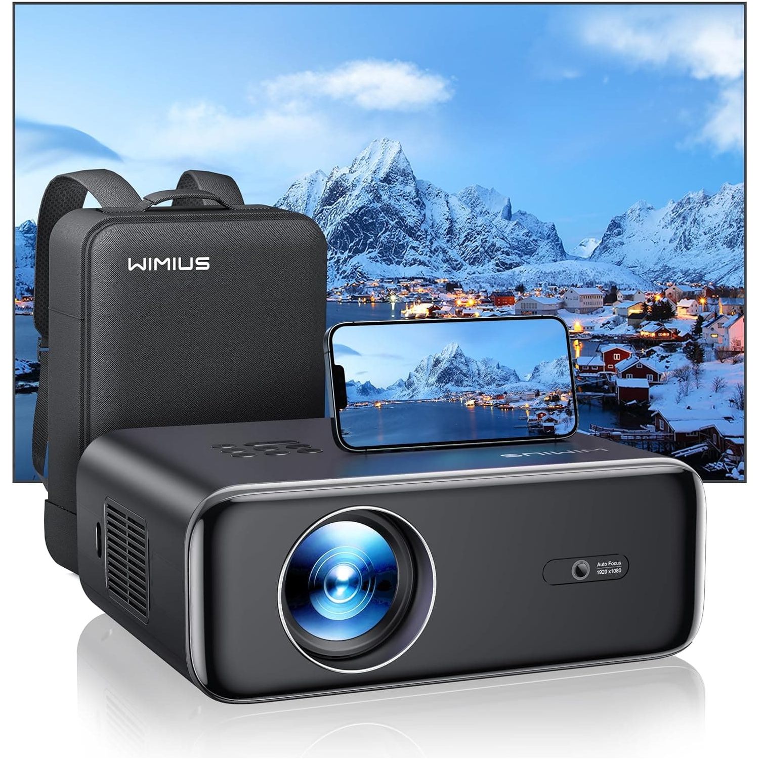 Buy WiMiUS,WiMiUS 26000 Lumen Full HD 1080P Portable Projector with Auto Focus & Keystone, WiFi 6, Bluetooth, 4K Support, 4D/4P Keystone, 50% Zoom, 300'' Display for Smartphone/TV Stick/PPT/PS5 - Gadcet UK | UK | London | Scotland | Wales| Near Me | Cheap | Pay In 3 | Projectors