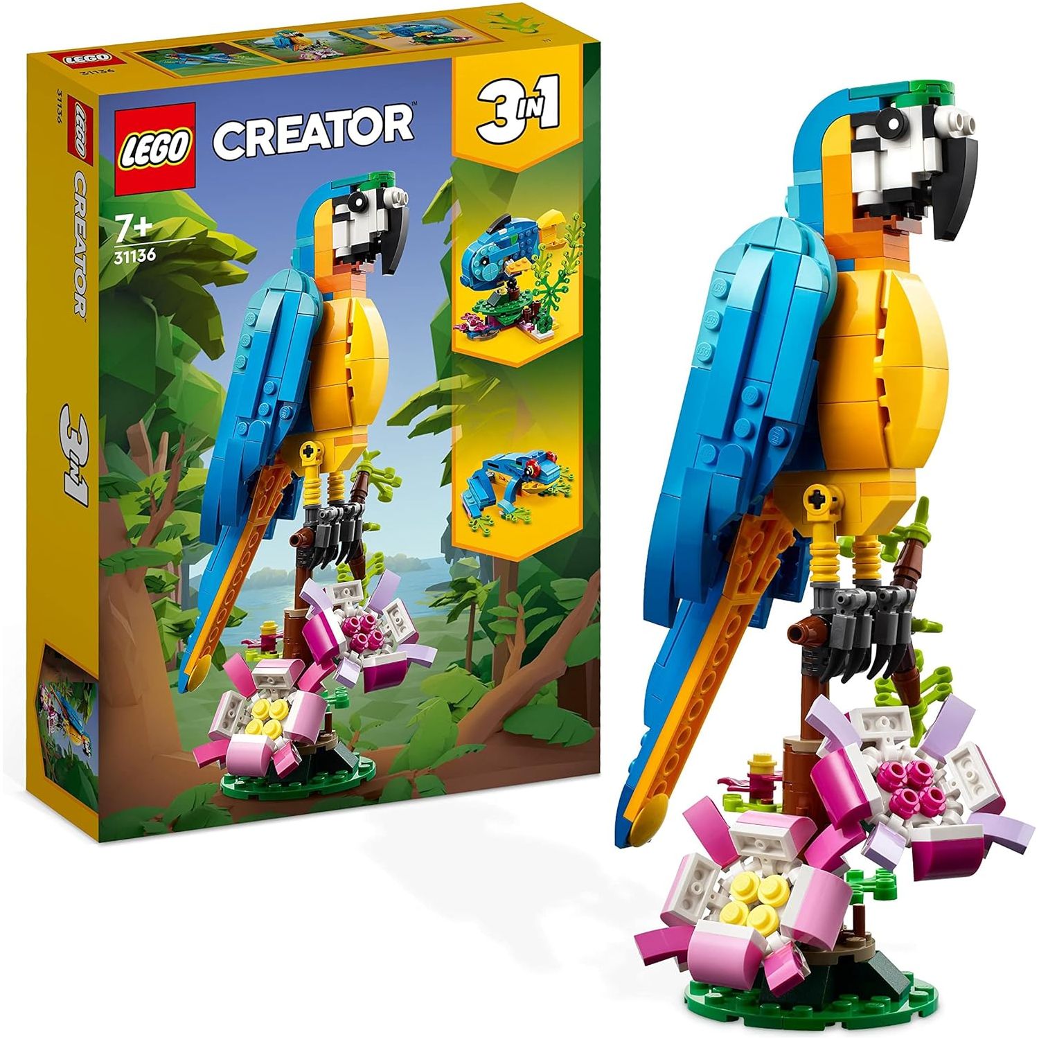 Buy Lego,LEGO Creator 3-in-1 Exotic Parrot Set (31136) – Builds Parrot, Frog, or Fish – Animal Toy for Kids Age 7+ – Great Gift Idea - Gadcet UK | UK | London | Scotland | Wales| Near Me | Cheap | Pay In 3 | Games and Toys
