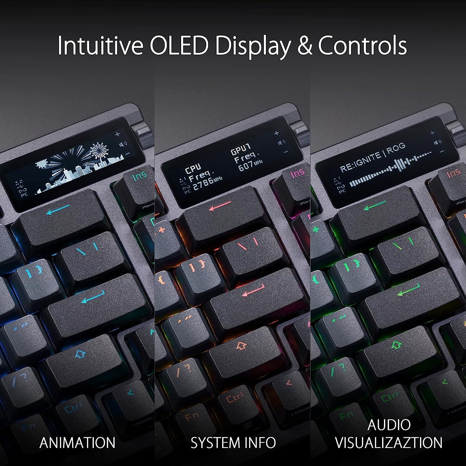 Buy ASUS,ASUS ROG Azoth 75% Wireless DIY Custom Gaming Keyboard, OLED display, Gasket-Mount, Three-Layer Dampening, Hot-Swappable ROG NX Red Switches & Keyboard Stabilizers, PBT Keycaps, RGB-Black, - Gadcet.com | UK | London | Scotland | Wales| Ireland | Near Me | Cheap | Pay In 3 | Keyboards
