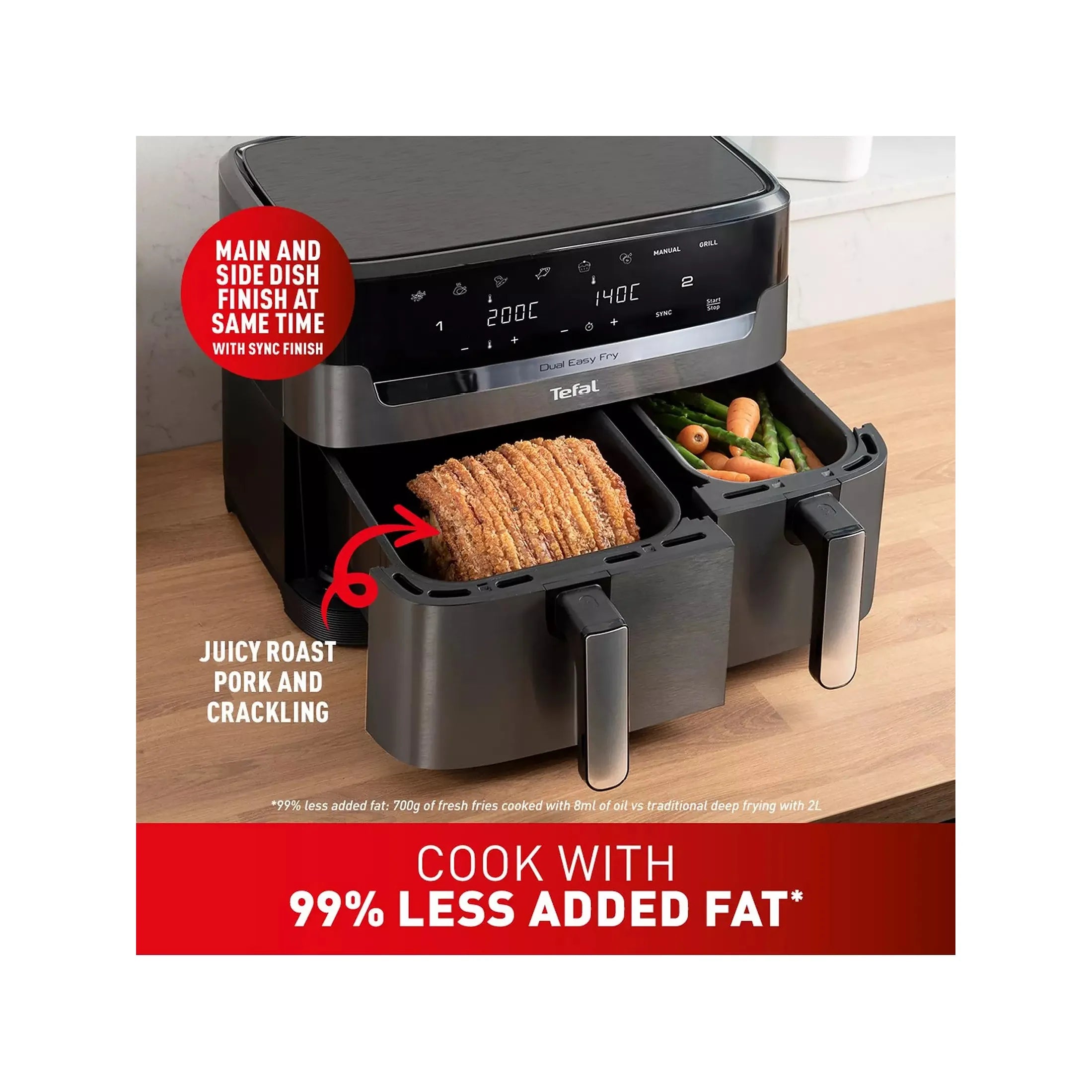 Buy Tefal,Tefal Easy Fry XXL Dual Air Fryer, Coal Grey - 11L - Gadcet UK | UK | London | Scotland | Wales| Near Me | Cheap | Pay In 3 | Air Fryer & Grill
