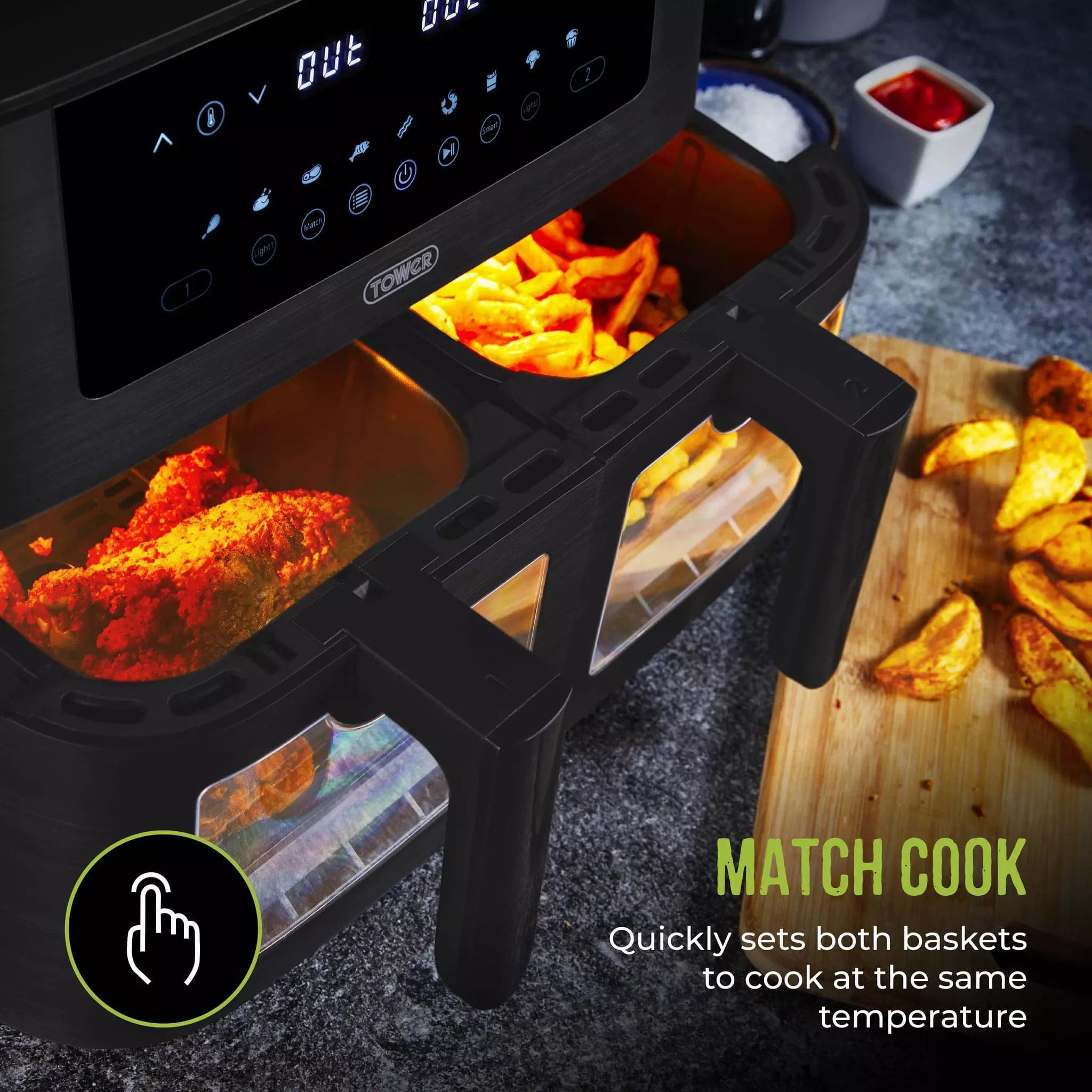 Buy TOWER,Vortx Vizion 8 Litre Digital Dual Basket Air Fryer - Gadcet UK | UK | London | Scotland | Wales| Near Me | Cheap | Pay In 3 | AIR FRYER / GRILL
