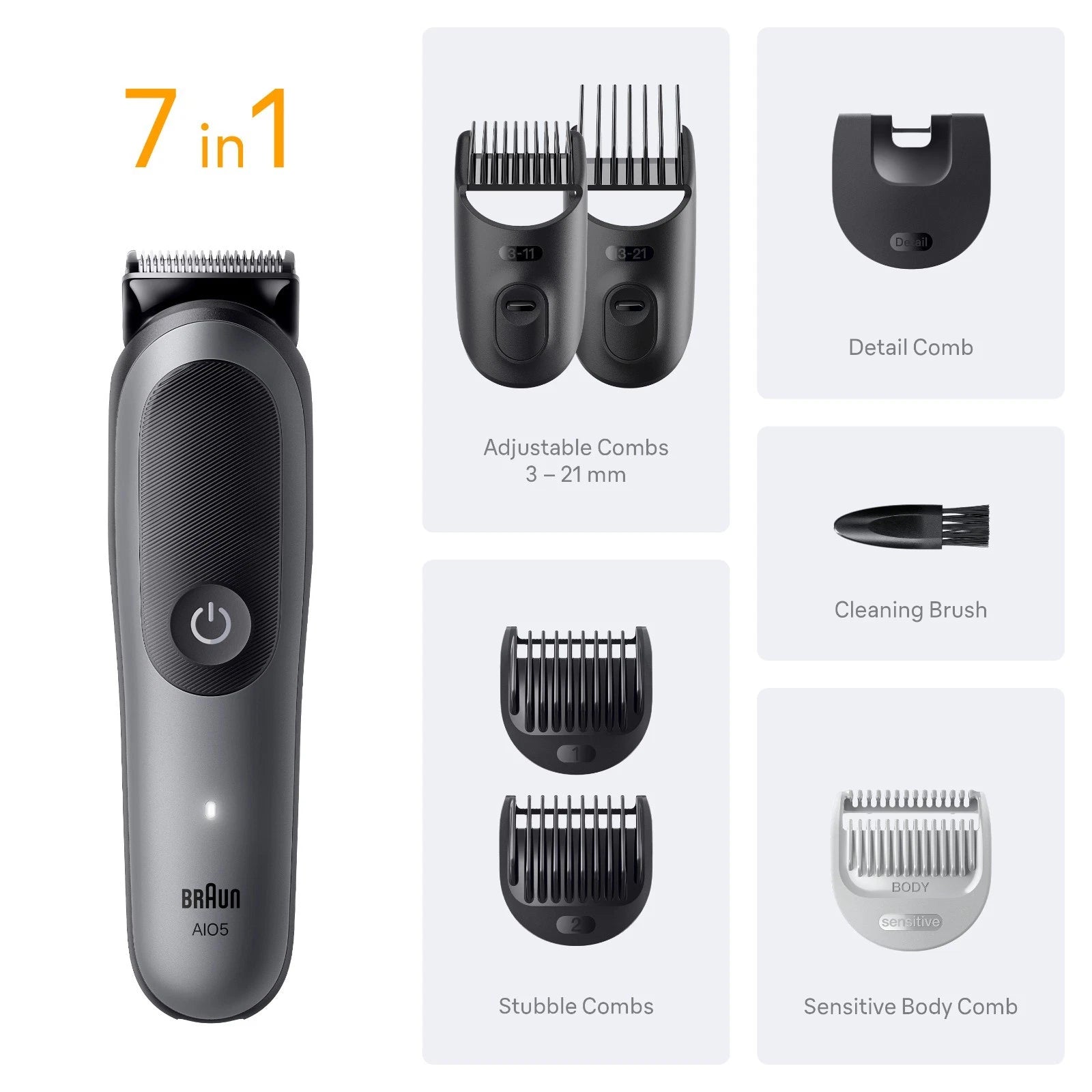 Buy Braun,Braun Series 5 AIO5520 7-in-1 Wet & Dry Trimmer – Grey - Gadcet UK | UK | London | Scotland | Wales| Near Me | Cheap | Pay In 3 | Hair Clippers & Trimmers