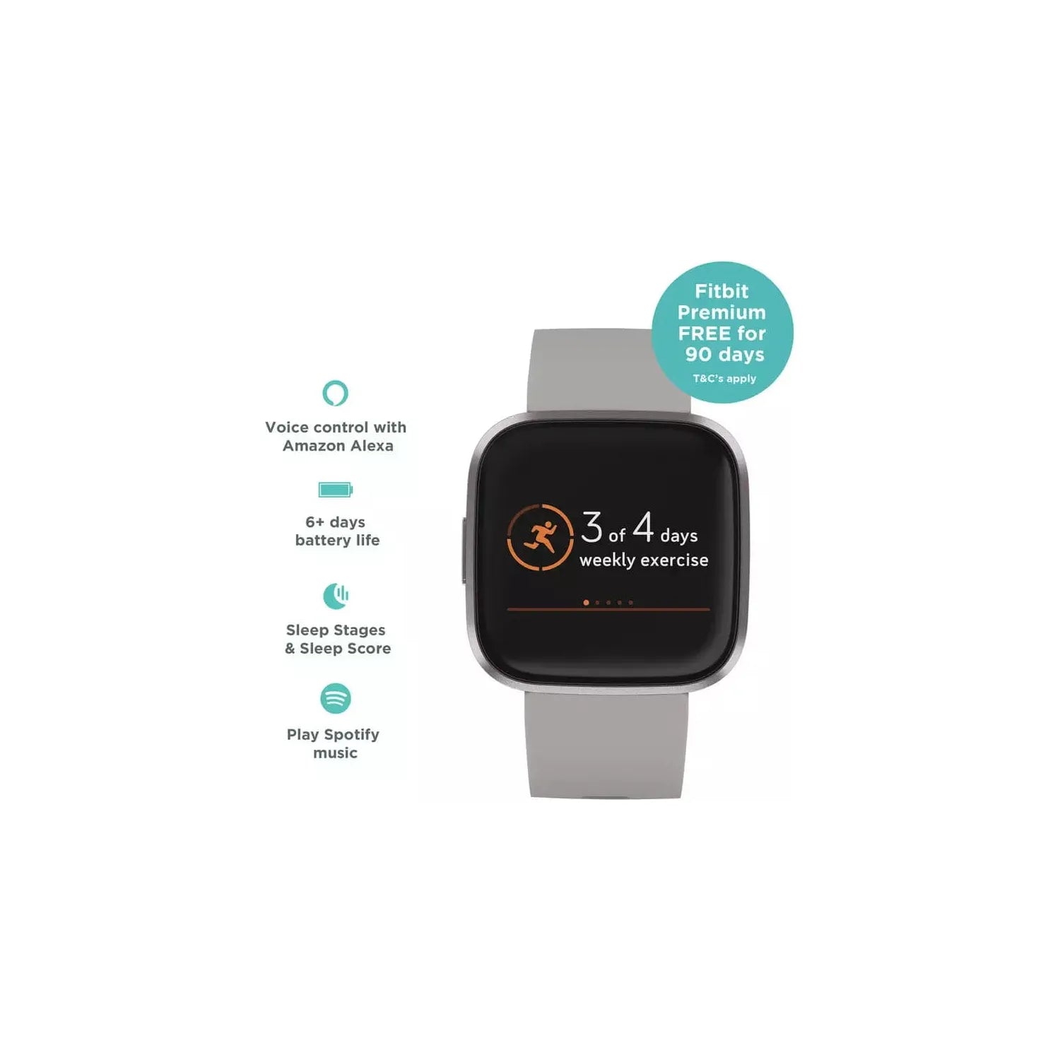 Fitbit Versa 2 Smart Watch - Grey Alu / Stone Band