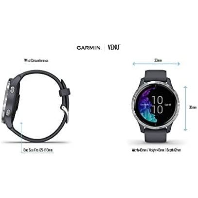 Garmin,Garmin Venu Slate Stainless Steel Bezel with Black Case and Silicone Band - Gadcet.com