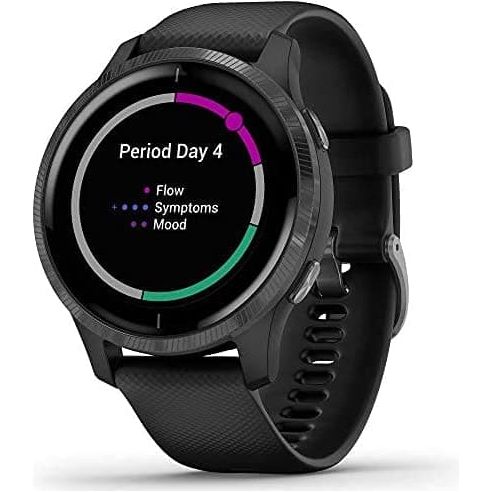 Garmin,Garmin Venu Slate Stainless Steel Bezel with Black Case and Silicone Band - Gadcet.com