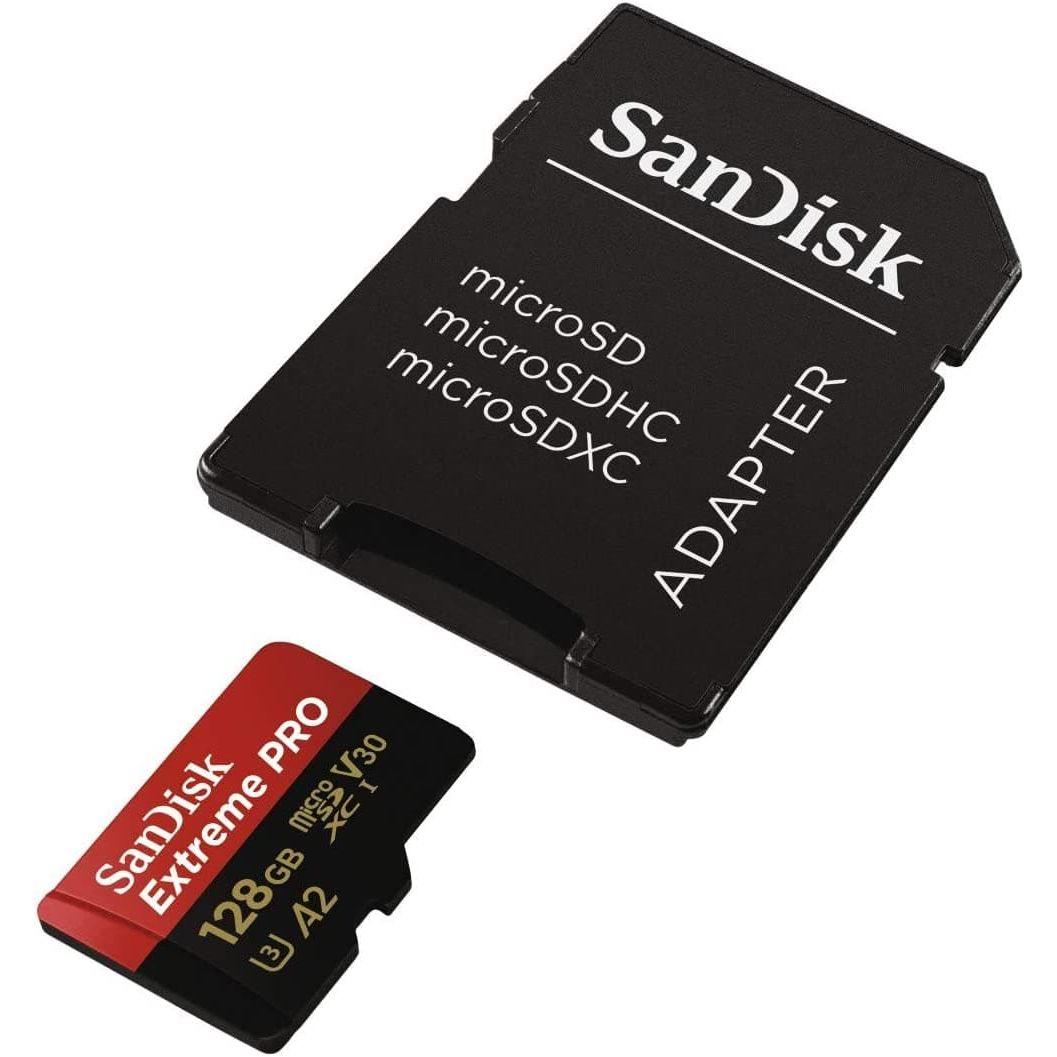 SanDisk Extreme Pro 128GB microSDXC Memory Card + SD Adapter with A2 App Performance + Rescue Pro Deluxe 170MB/s Class 10
